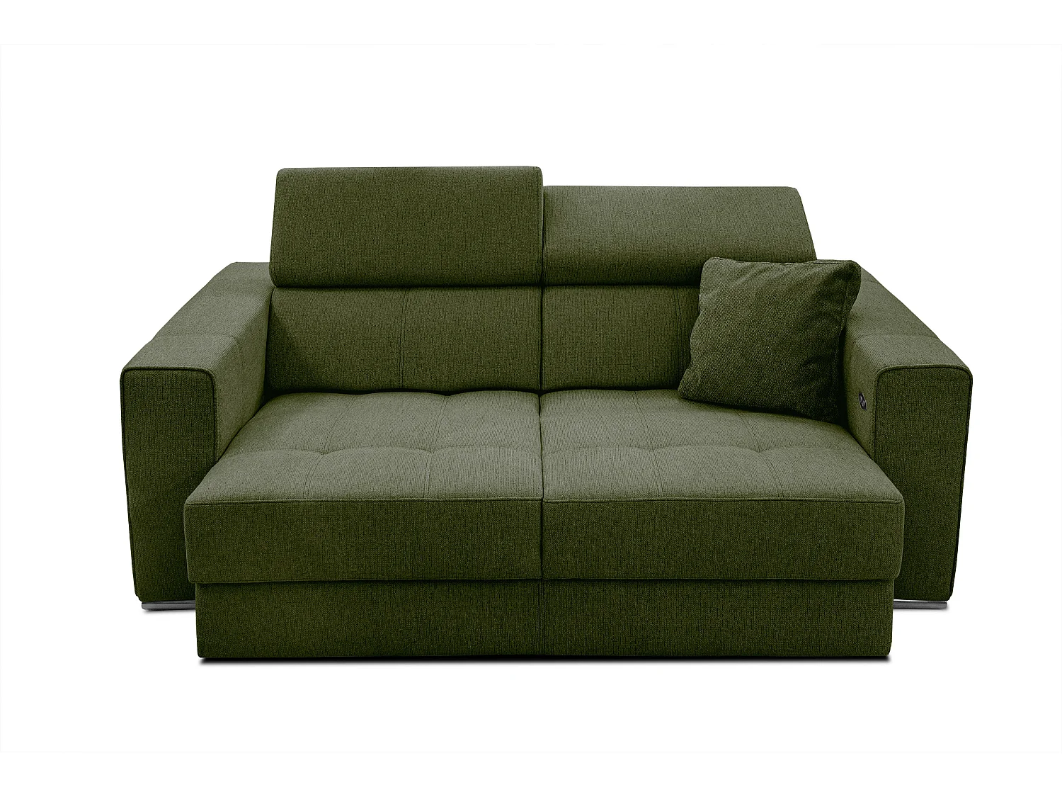 Canapé 3 places avec siège extensible et appuis-tête réglables, tissu olive - QUARTZ