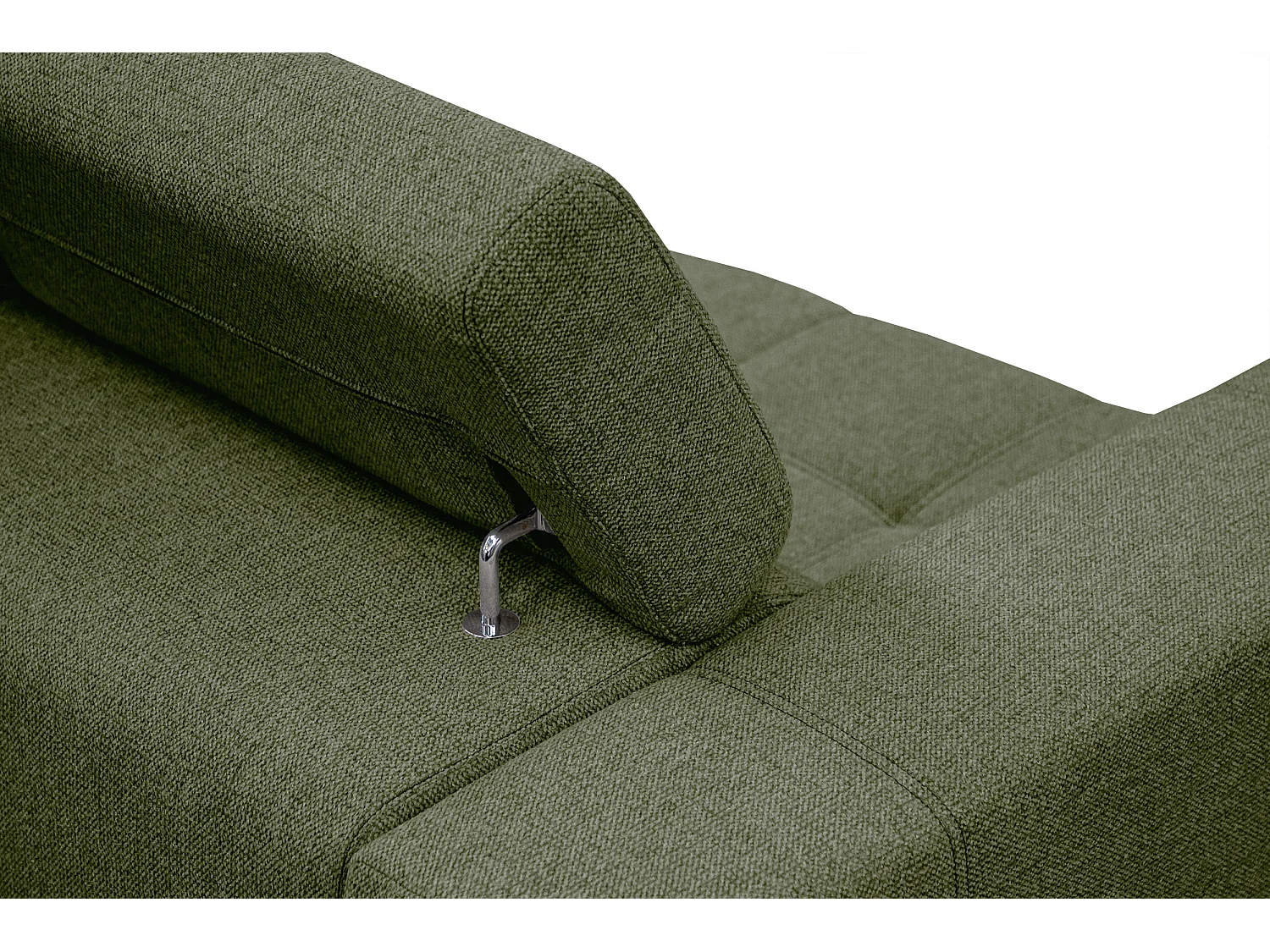 Canapé 3 places avec siège extensible et appuis-tête réglables, tissu olive - QUARTZ