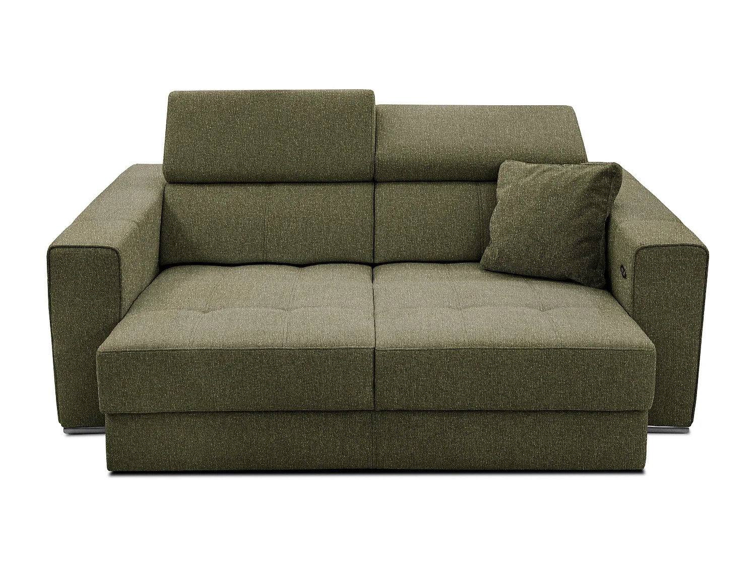 Canapé 3 places avec siège extensible et appuis-tête réglables, tissu olive - QUARTZ