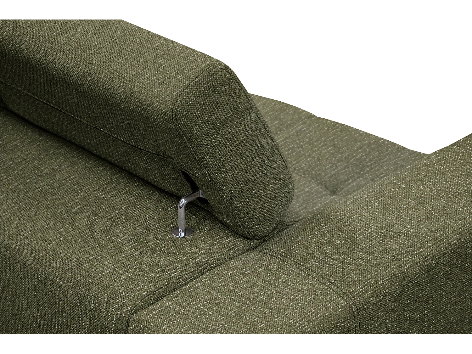 Canapé 3 places avec siège extensible et appuis-tête réglables, tissu olive - QUARTZ