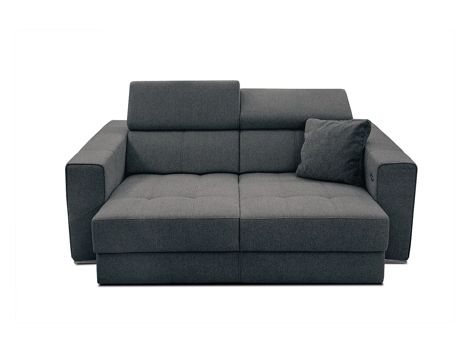 QUARTZ Sofa 3-Sitzer mit Ausziehsitz und verstellbare Kopfstützen, dunkelgrau