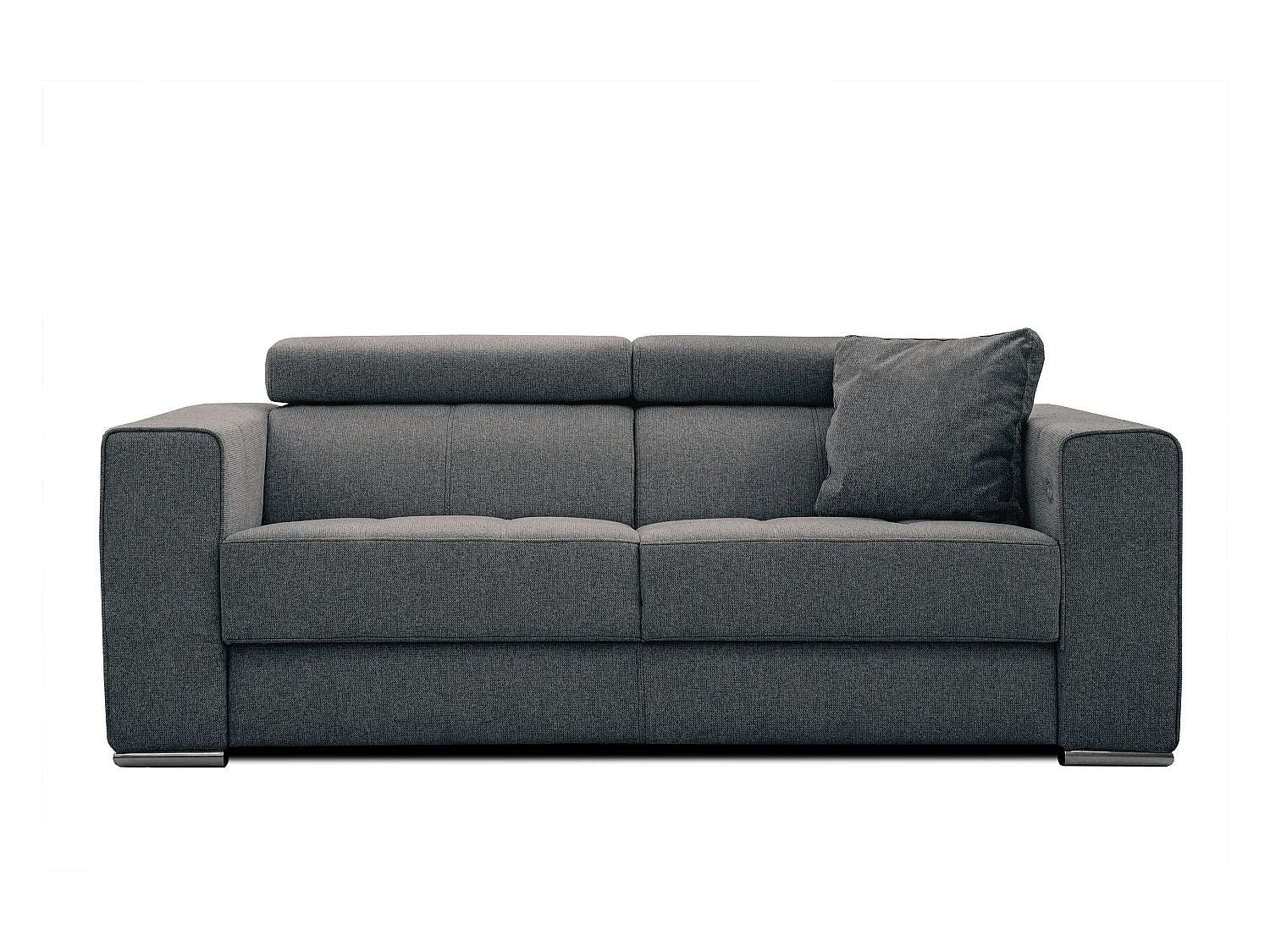 QUARTZ Sofa 3-Sitzer mit Ausziehsitz und verstellbare Kopfstützen, dunkelgrau