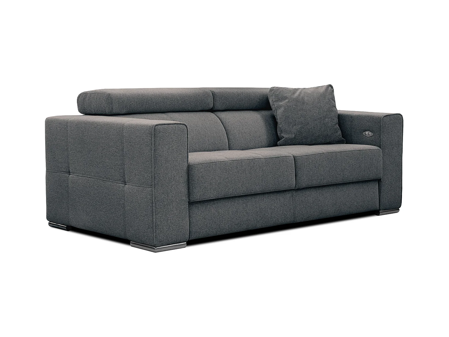 QUARTZ Sofa 3-Sitzer mit Ausziehsitz und verstellbare Kopfstützen, dunkelgrau
