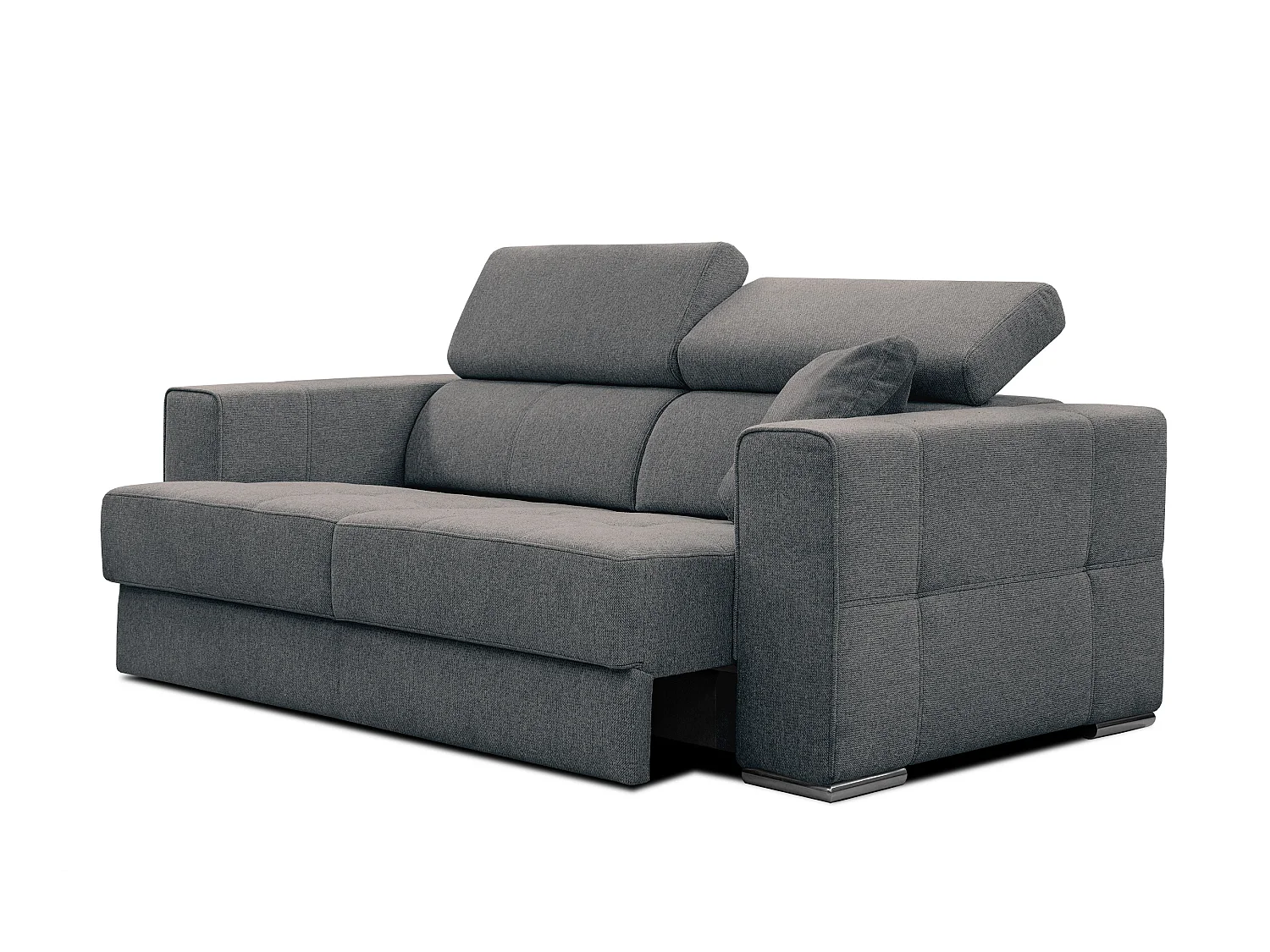 Canapé 3 places avec siège extensible et appuis-tête réglables, tissu gris foncé - QUARTZ