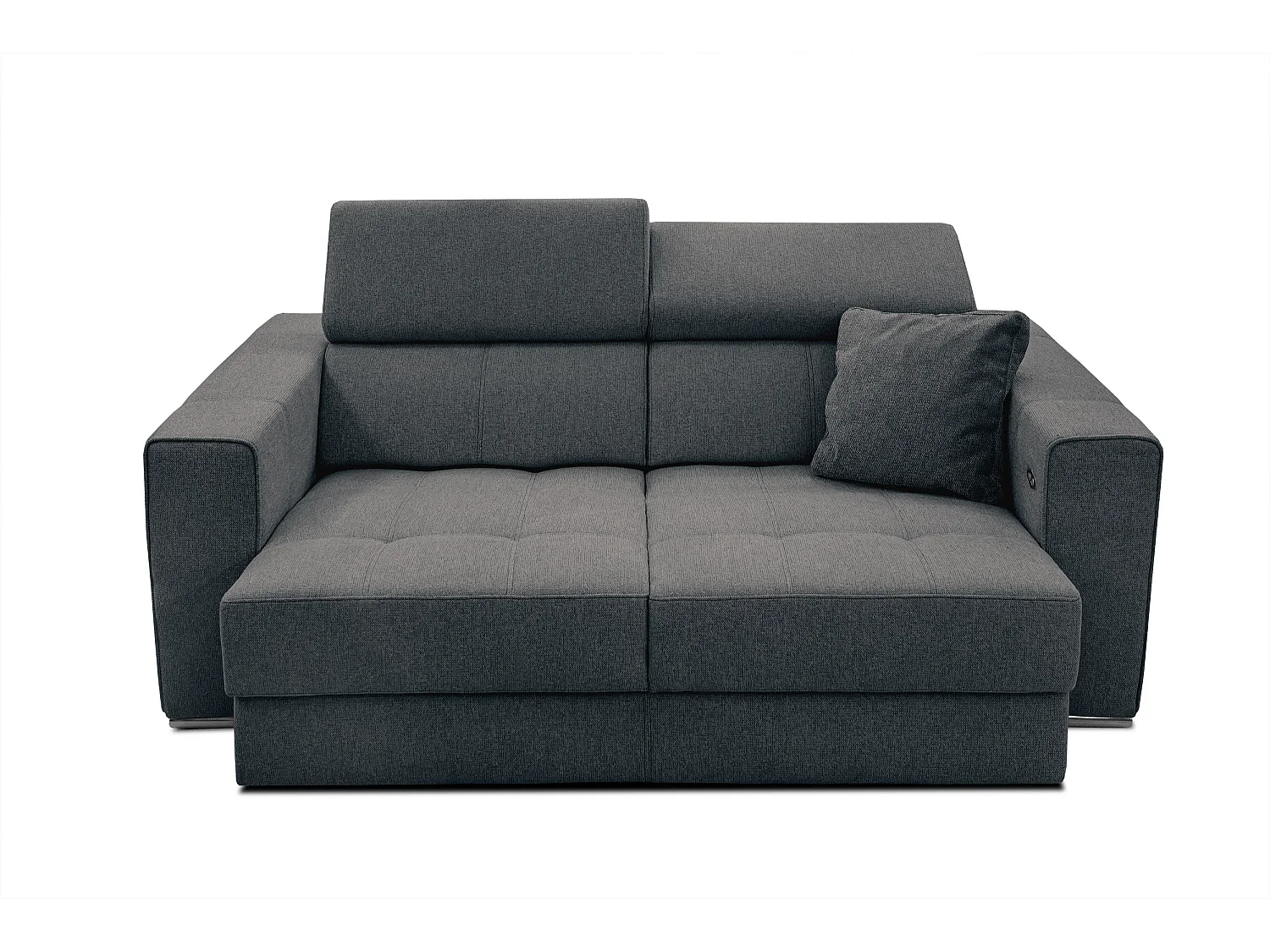 Canapé 3 places avec siège extensible et appuis-tête réglables, tissu gris foncé - QUARTZ