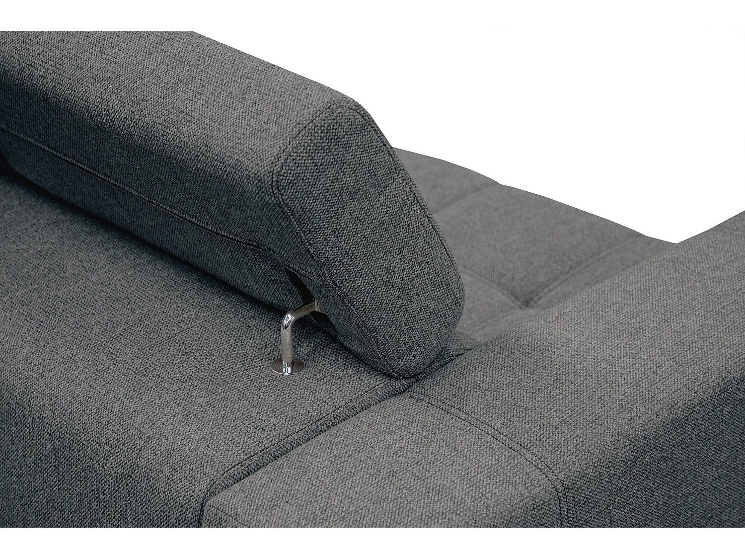 Canapé 3 places avec siège extensible et appuis-tête réglables, tissu gris foncé - QUARTZ