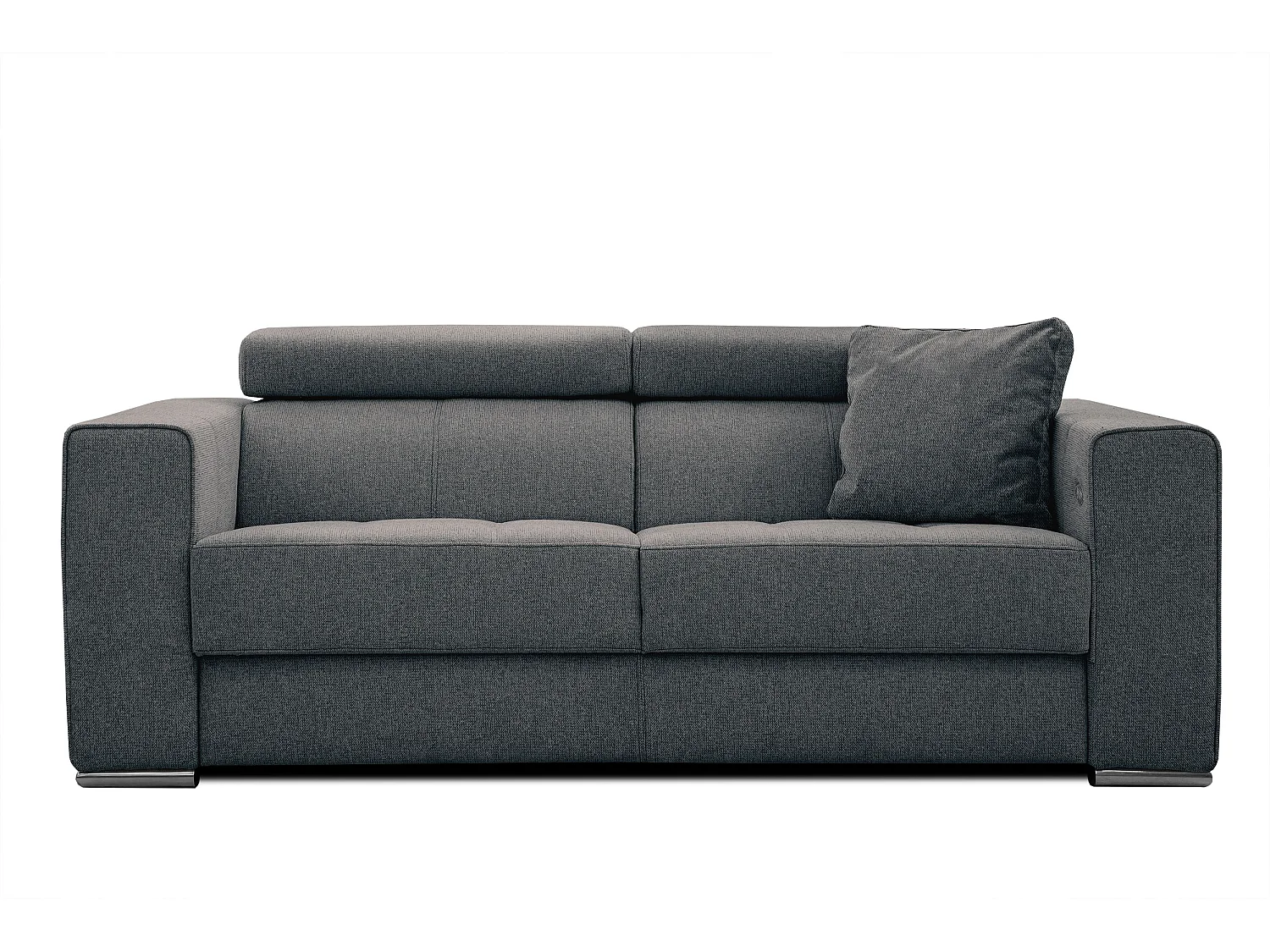 QUARTZ Sofa 3-Sitzer mit Ausziehsitz und verstellbare Kopfstützen, dunkelgrau