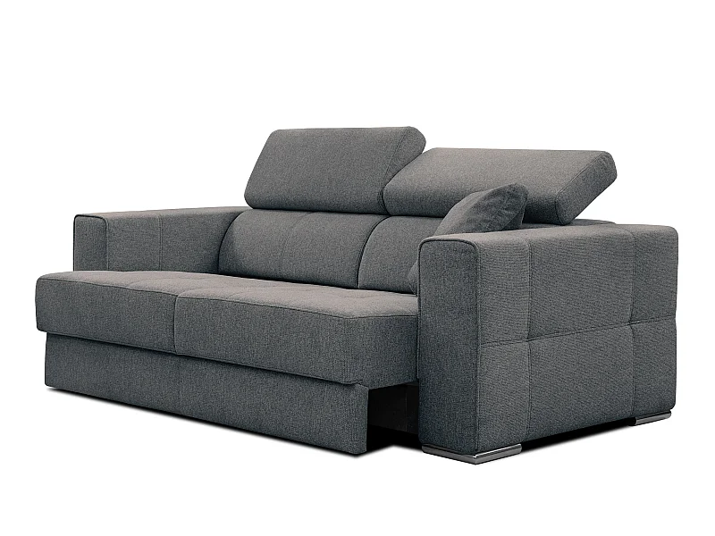 QUARTZ Sofa 3-Sitzer mit Ausziehsitz und verstellbare Kopfstützen, dunkelgrau