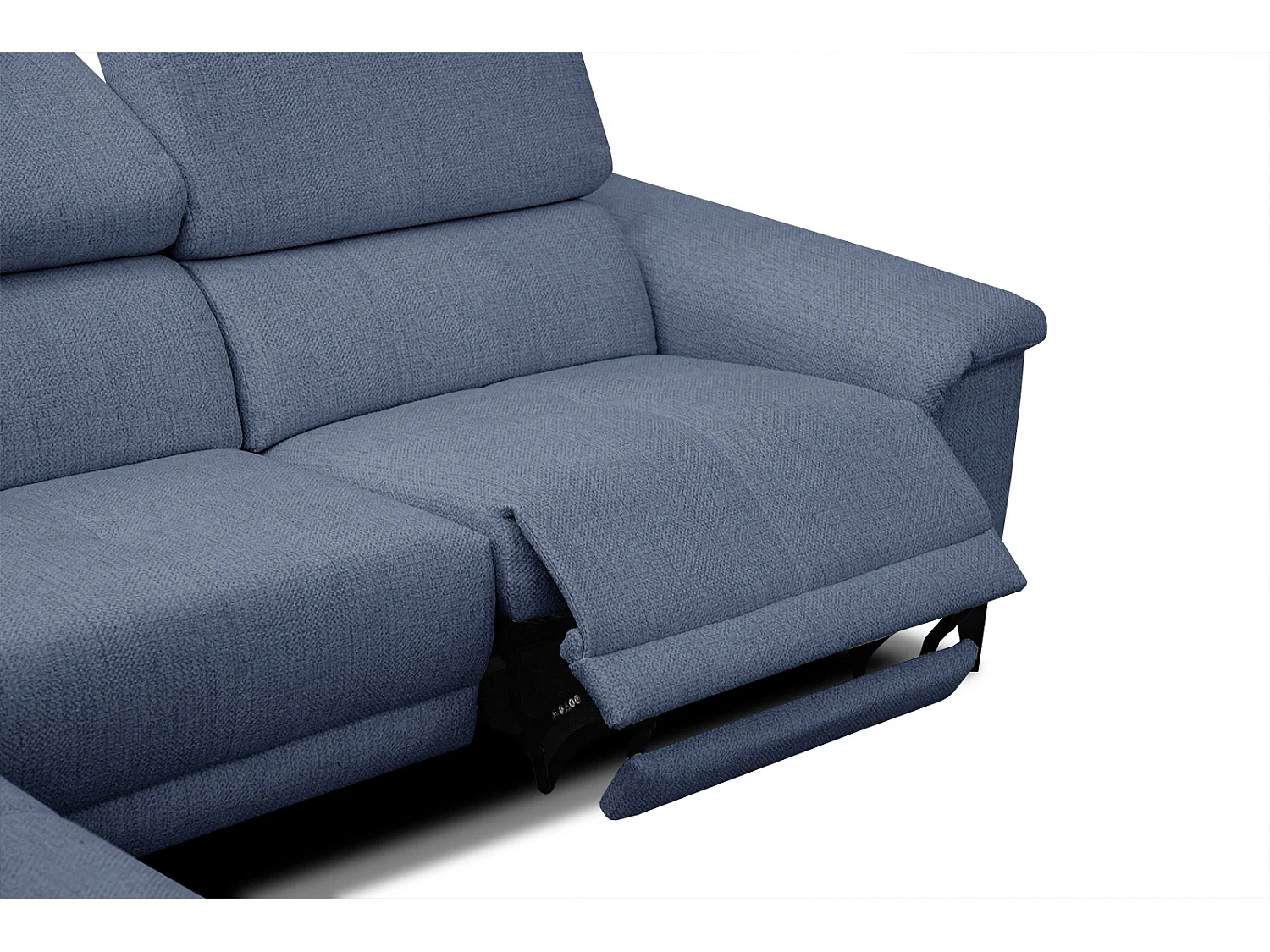 Canapé d'angle gauche 4 places avec un relax électrique tissu bleu foncé - Matera