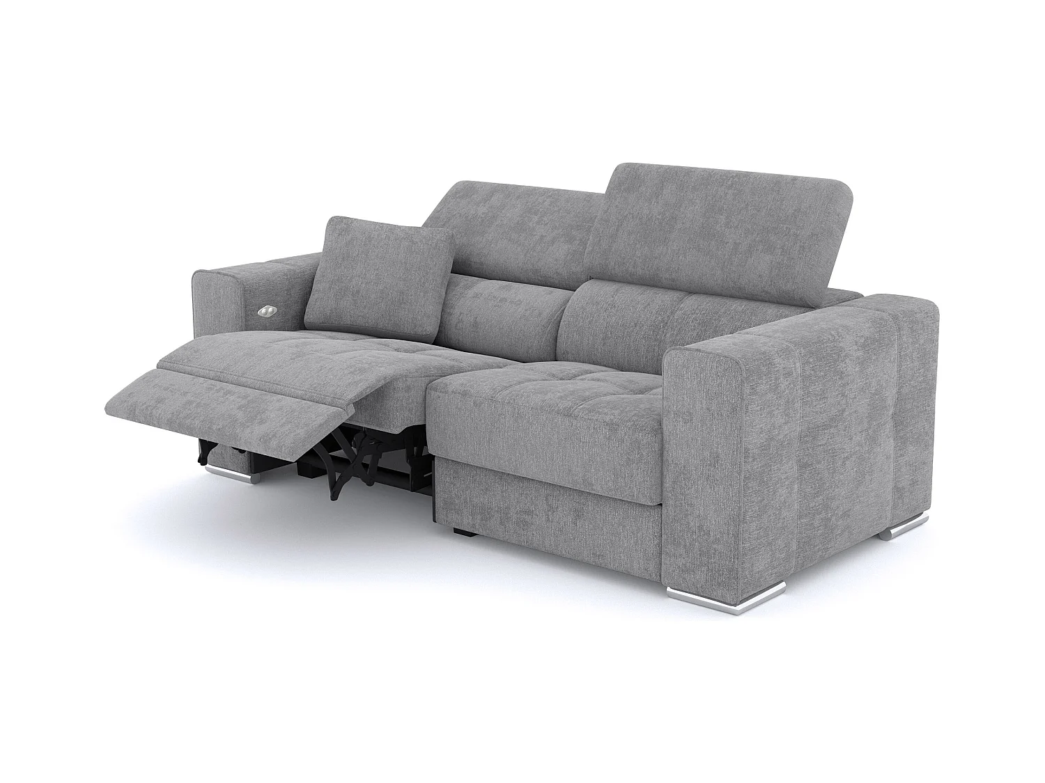 Canapé 3 places avec 1 relax électrique tissu gris - QUARTZ