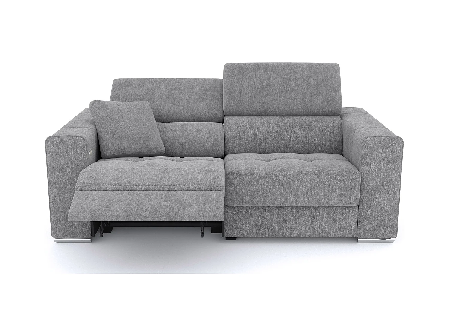 Canapé 3 places avec 1 relax électrique tissu gris - QUARTZ