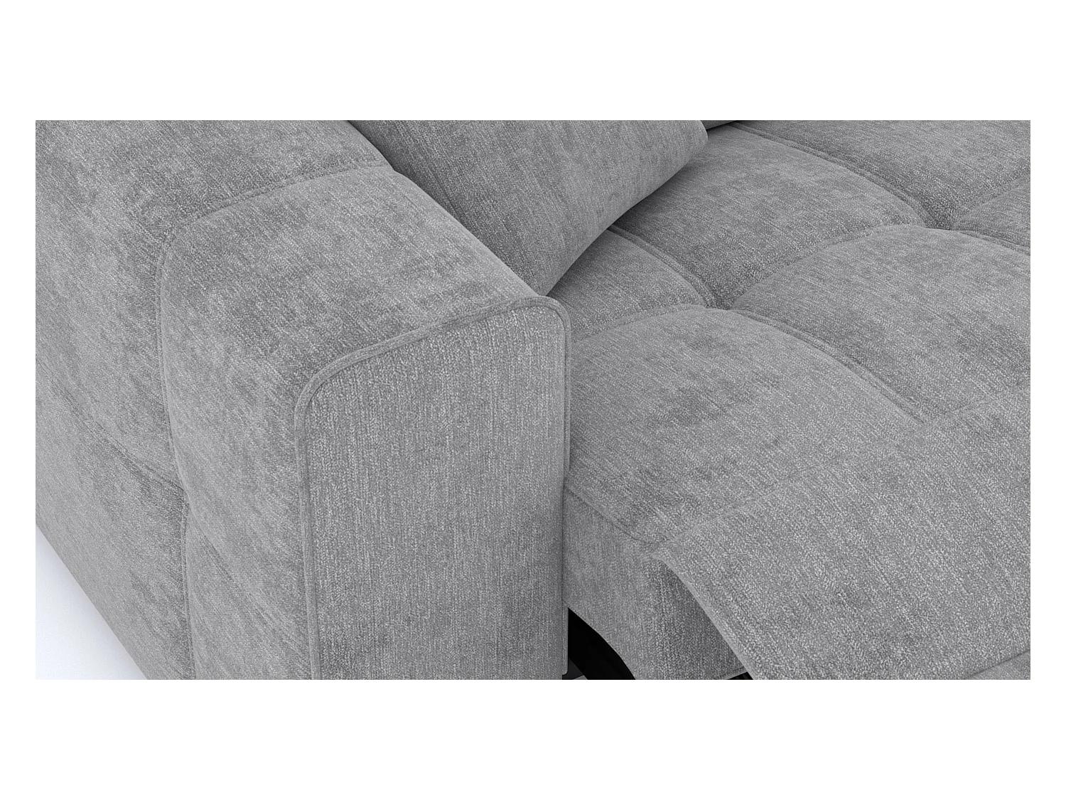 Canapé 3 places avec 1 relax électrique tissu gris - QUARTZ