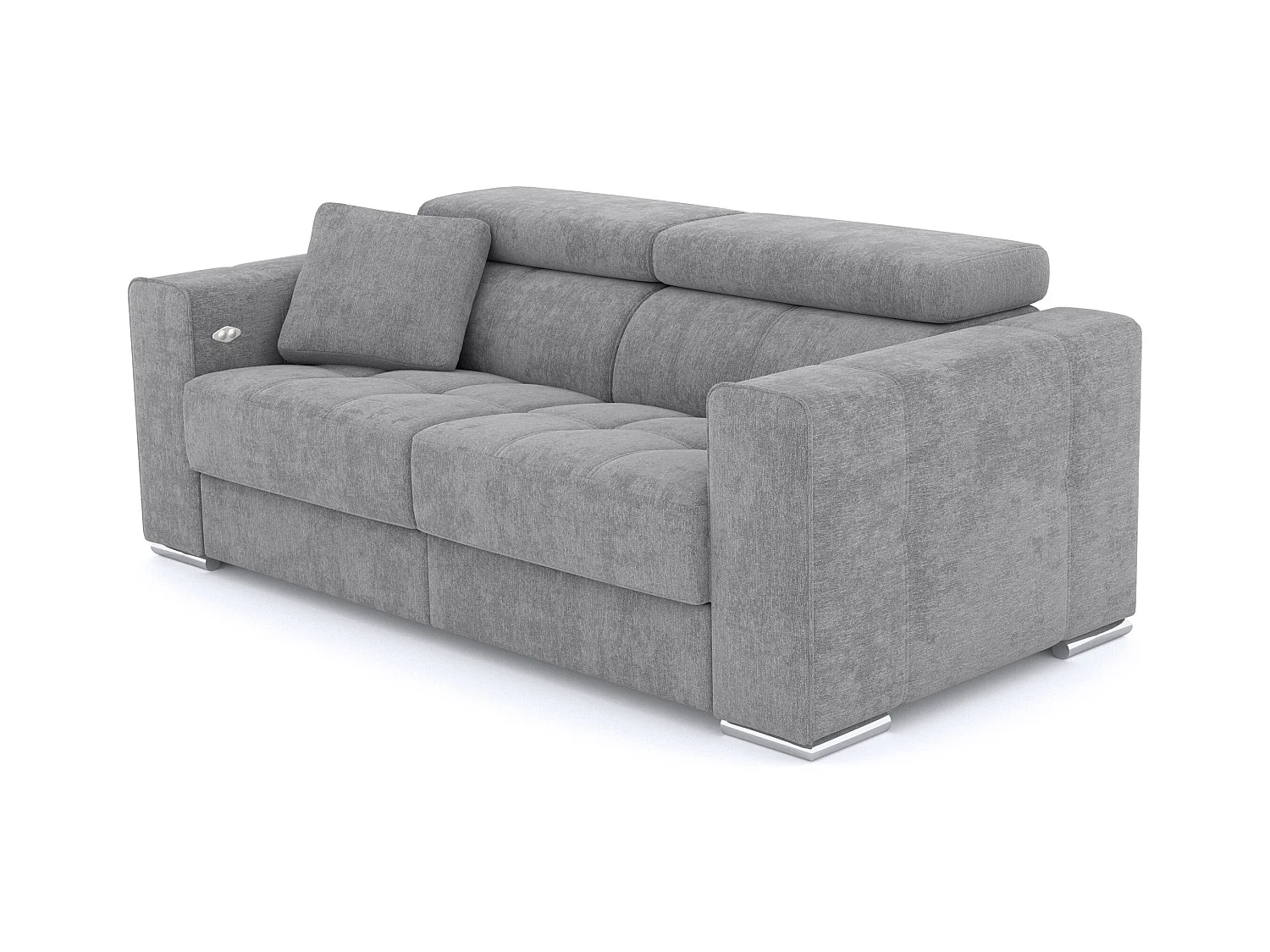 Canapé 3 places avec 1 relax électrique tissu gris - QUARTZ