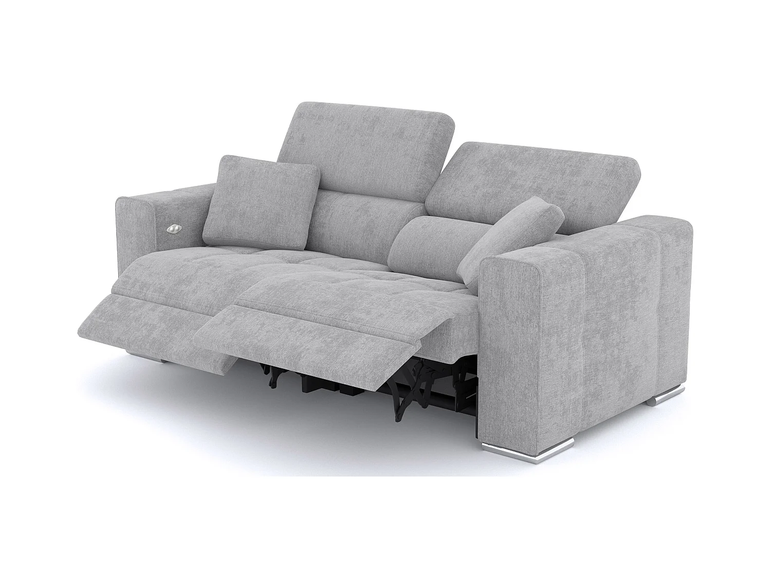 Canapé 3 places avec 2 relax électriques tissu gris clair - QUARTZ