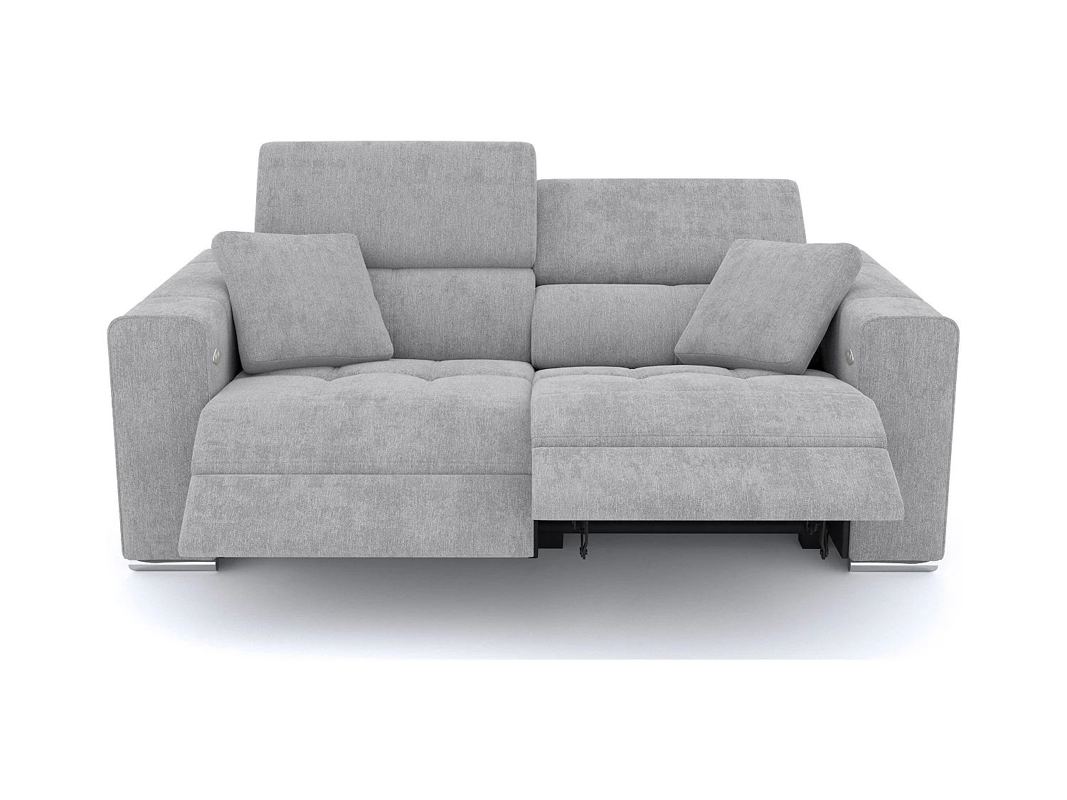 Canapé 3 places avec 2 relax électriques tissu gris clair - QUARTZ