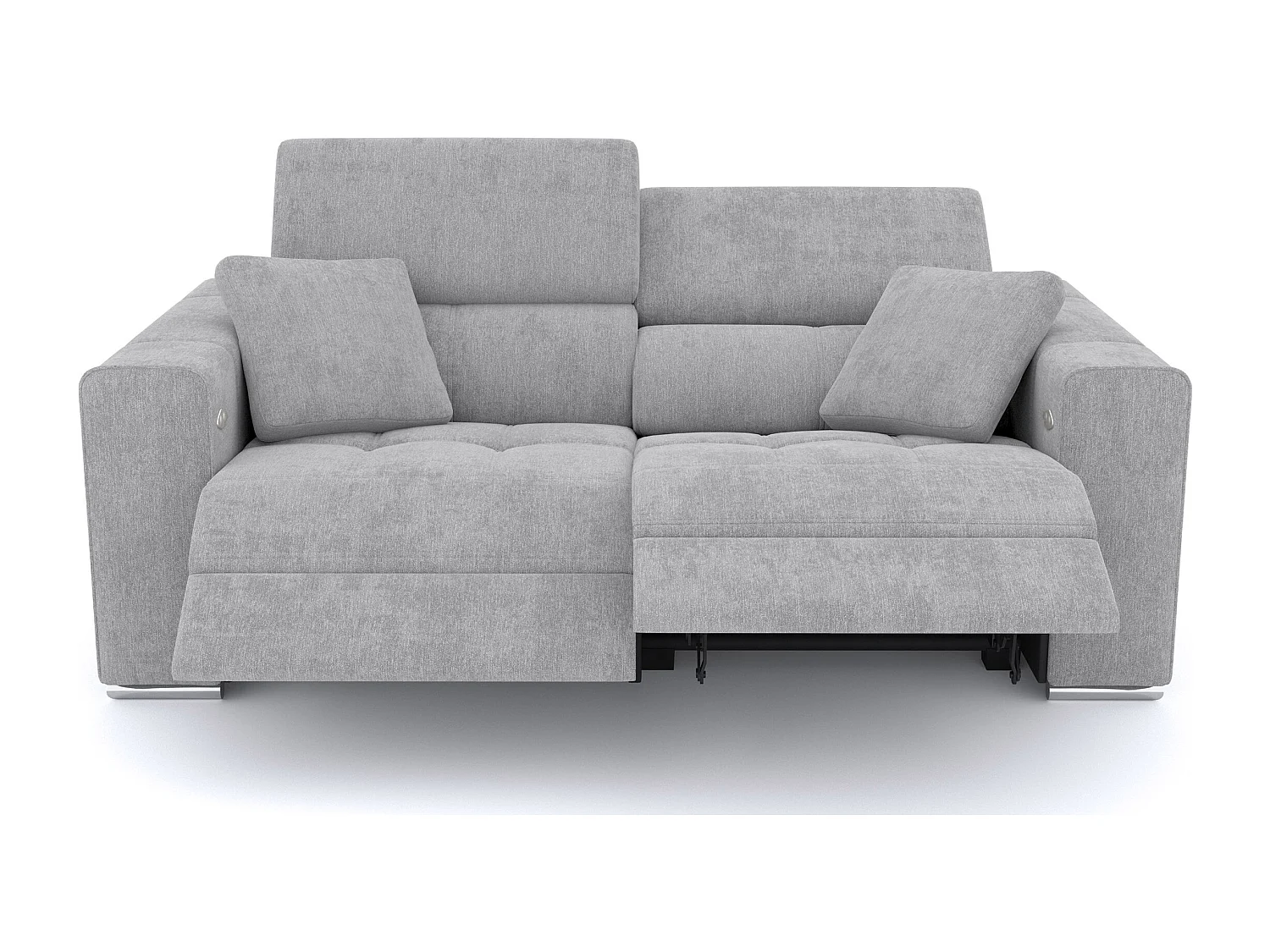 QUARTZ Sofa 3-Sitzer mit 2 Relaxfunktionen und verstellbare Kopfstützen, hellgrau