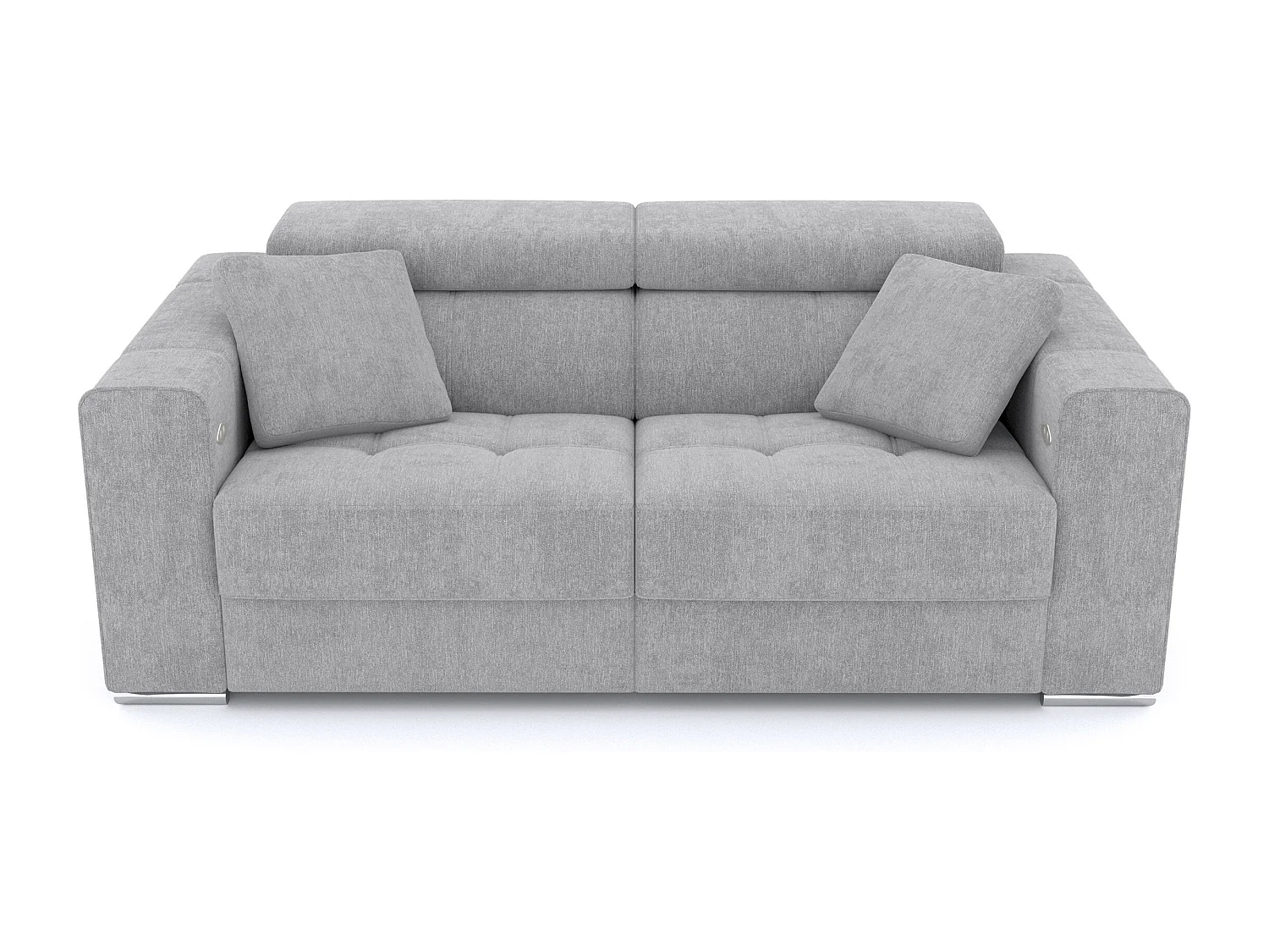 QUARTZ Sofa 3-Sitzer mit 2 Relaxfunktionen und verstellbare Kopfstützen, hellgrau