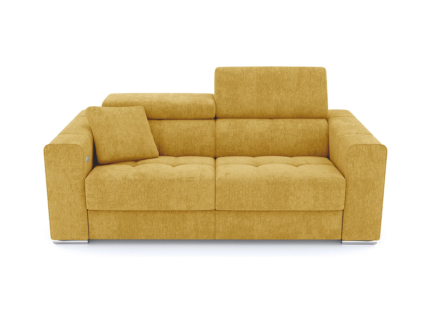 QUARTZ Sofa 3-Sitzer mit 1 Relaxfunktion und verstellbare Kopfstützen, senfgelb