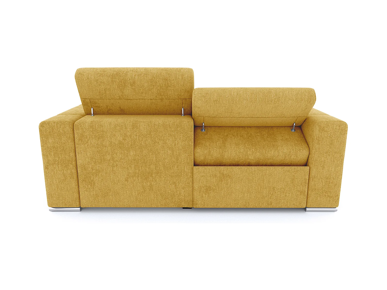 QUARTZ Sofa 3-Sitzer mit 1 Relaxfunktion und verstellbare Kopfstützen, senfgelb