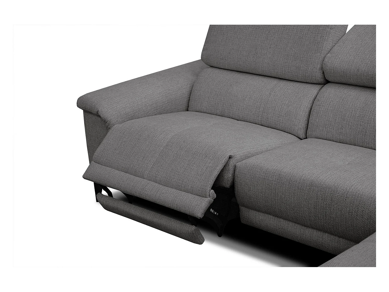Canapé d'angle droit 4 places avec un relax électrique tissu gris foncé - Matera