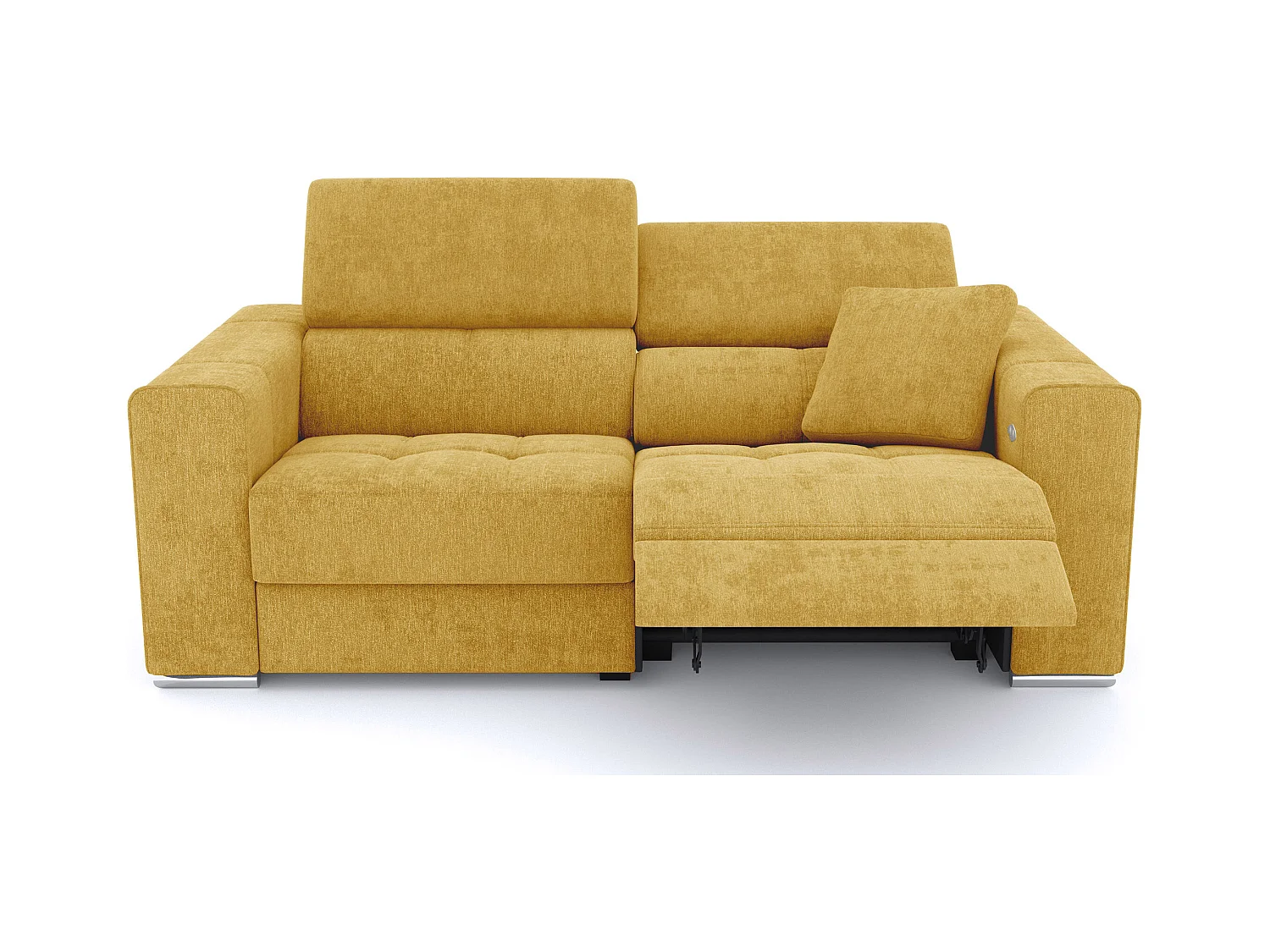 QUARTZ Sofa 3-Sitzer mit 1 Relaxfunktion und verstellbare Kopfstützen, senfgelb