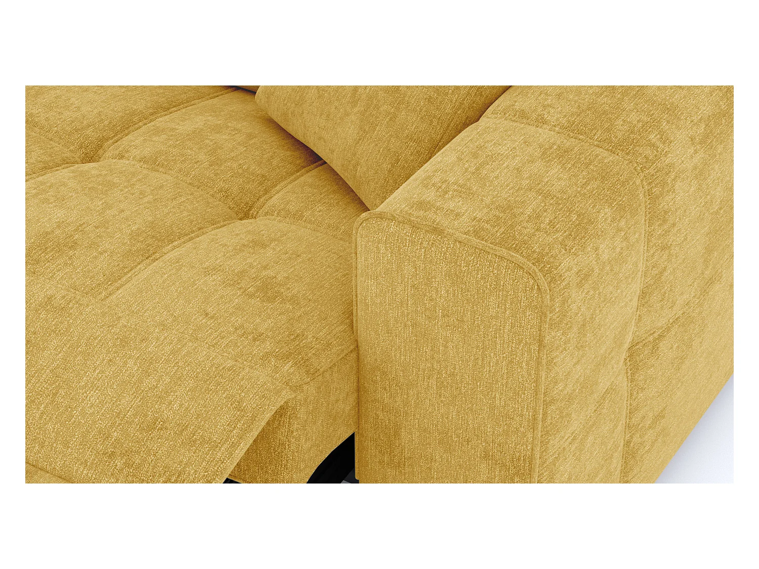 QUARTZ Sofa 3-Sitzer mit 1 Relaxfunktion und verstellbare Kopfstützen, senfgelb