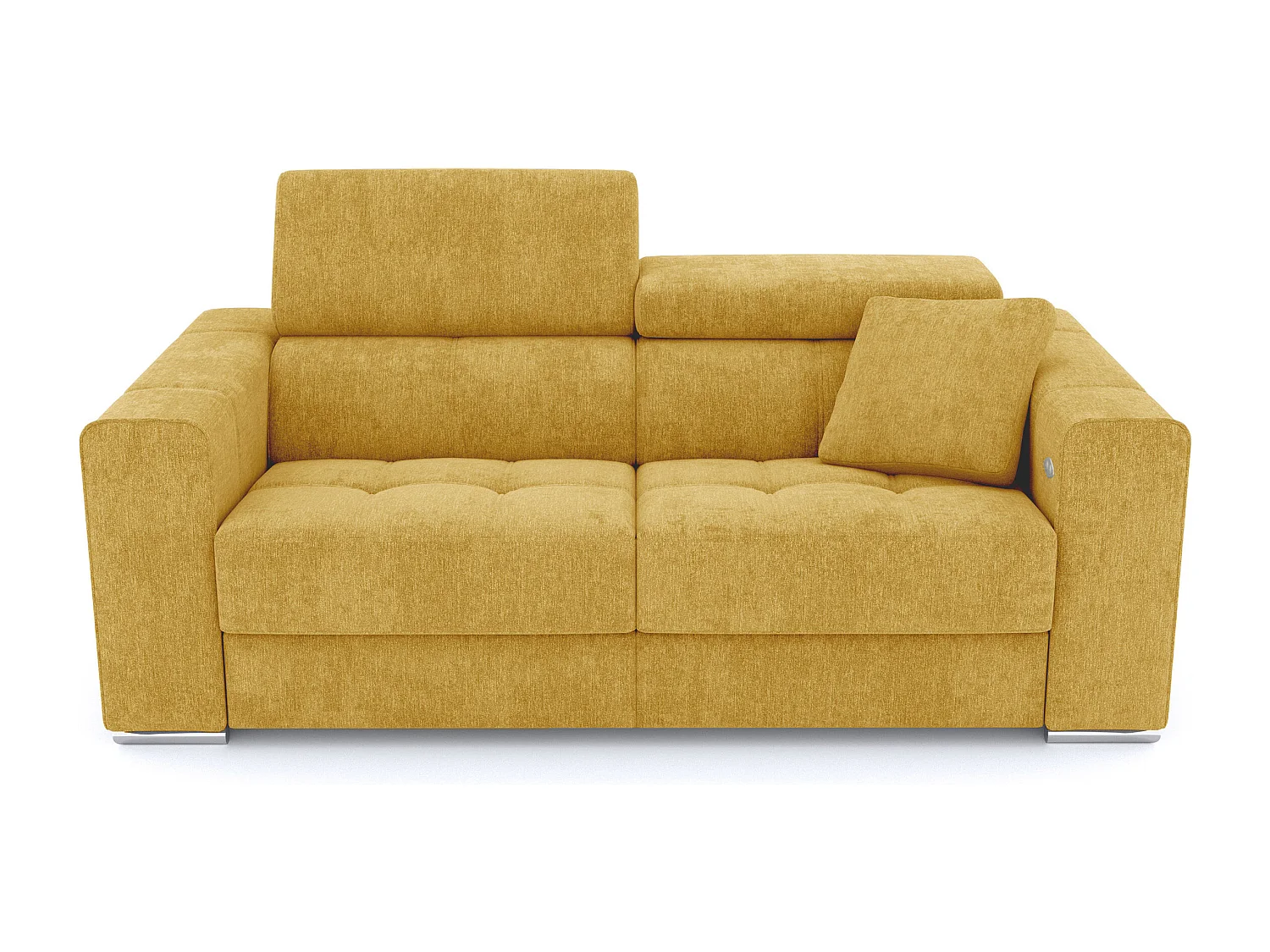 QUARTZ Sofa 3-Sitzer mit 1 Relaxfunktion und verstellbare Kopfstützen, senfgelb