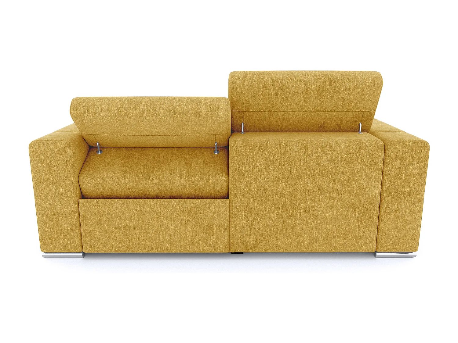 QUARTZ Sofa 3-Sitzer mit 1 Relaxfunktion und verstellbare Kopfstützen, senfgelb