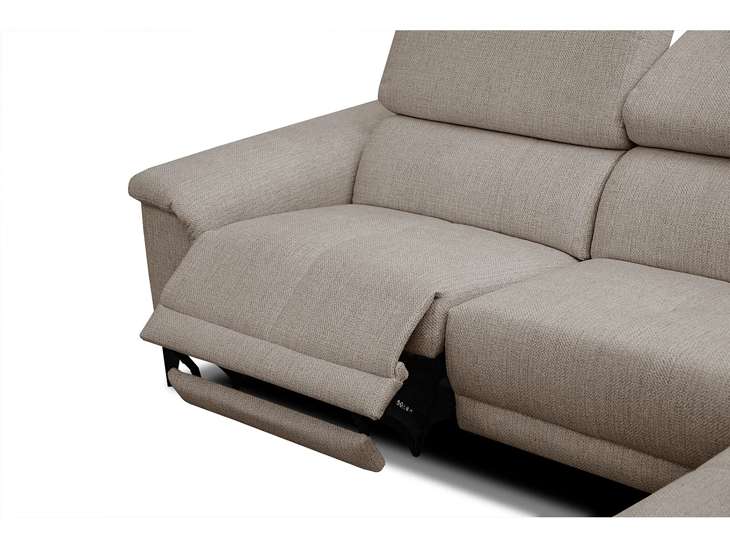 Canapé d'angle droit 4 places avec un relax électrique tissu marron clair - Matera