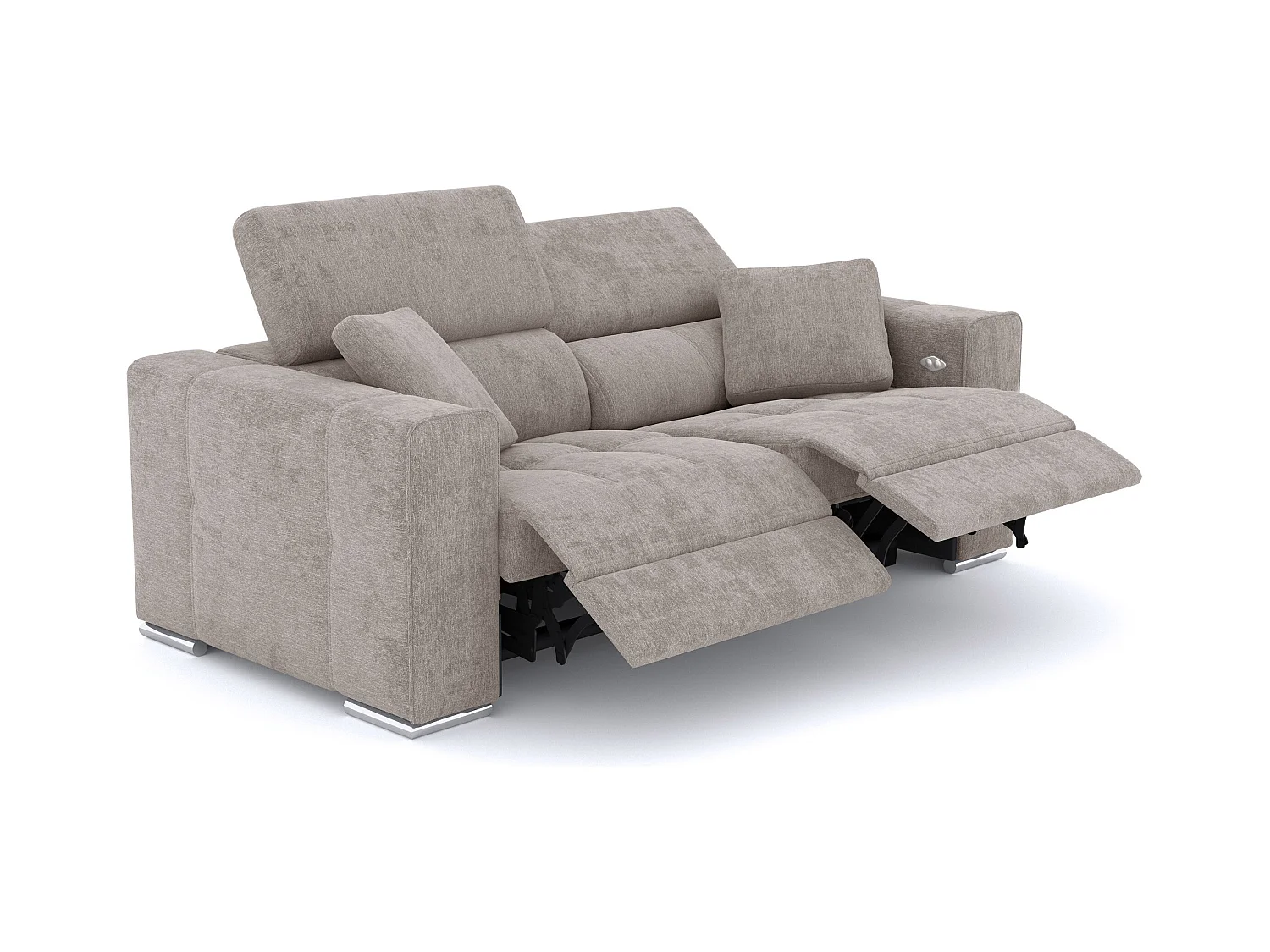 Canapé 3 places avec 2 relax électriques tissu beige - QUARTZ