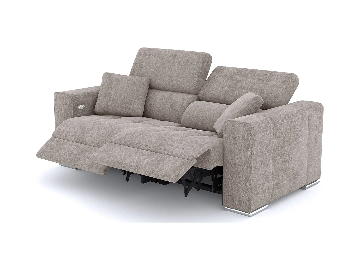 Canapé 3 places avec 2 relax électriques tissu beige - QUARTZ