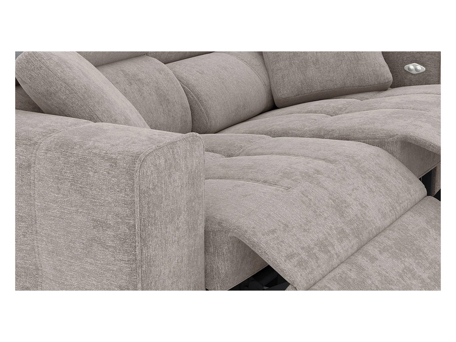 QUARTZ Sofa 3-Sitzer mit 2 Relaxfunktionen und verstellbare Kopfstützen, beige