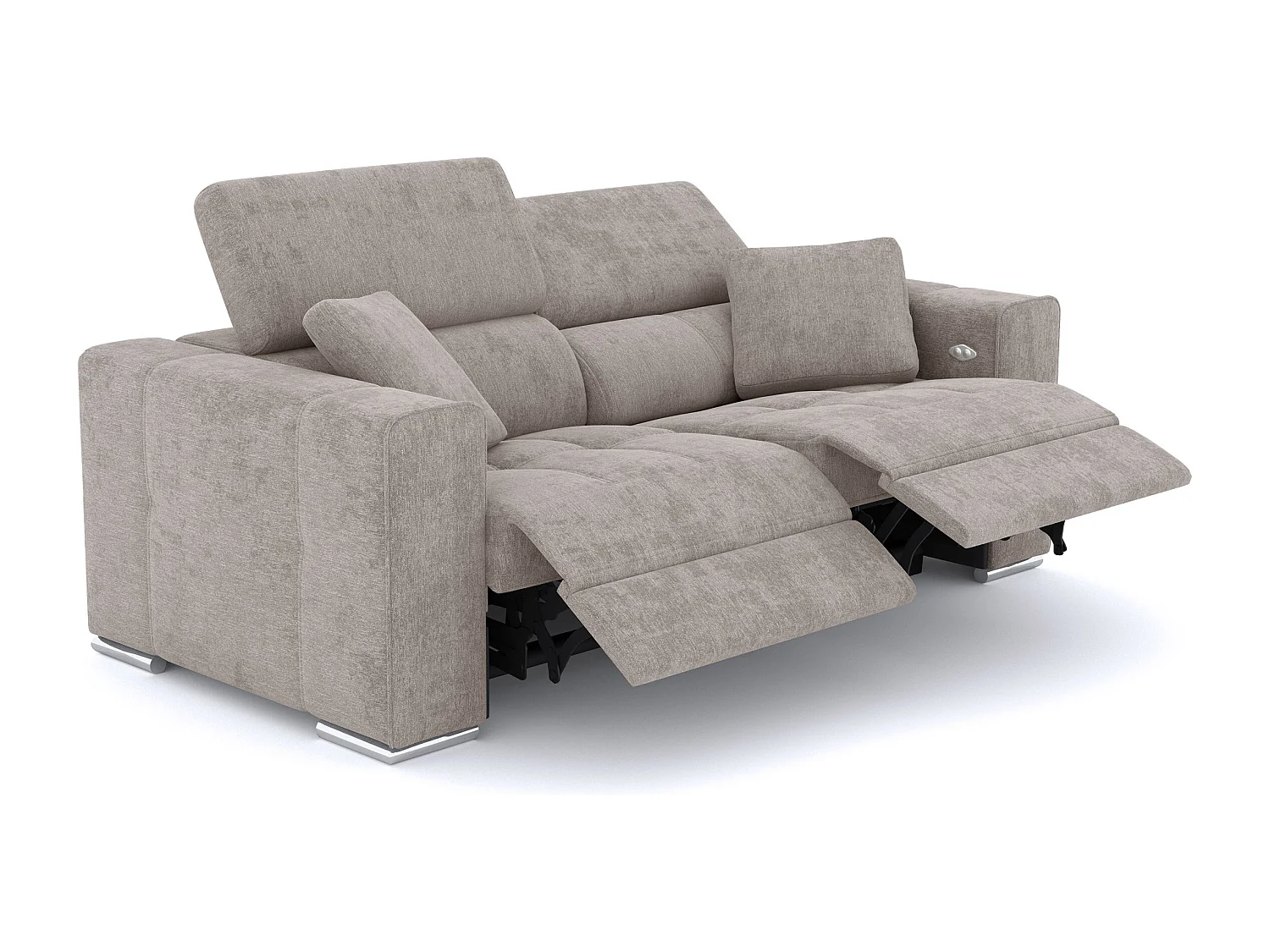 QUARTZ Sofa 3-Sitzer mit 2 Relaxfunktionen und verstellbare Kopfstützen, beige