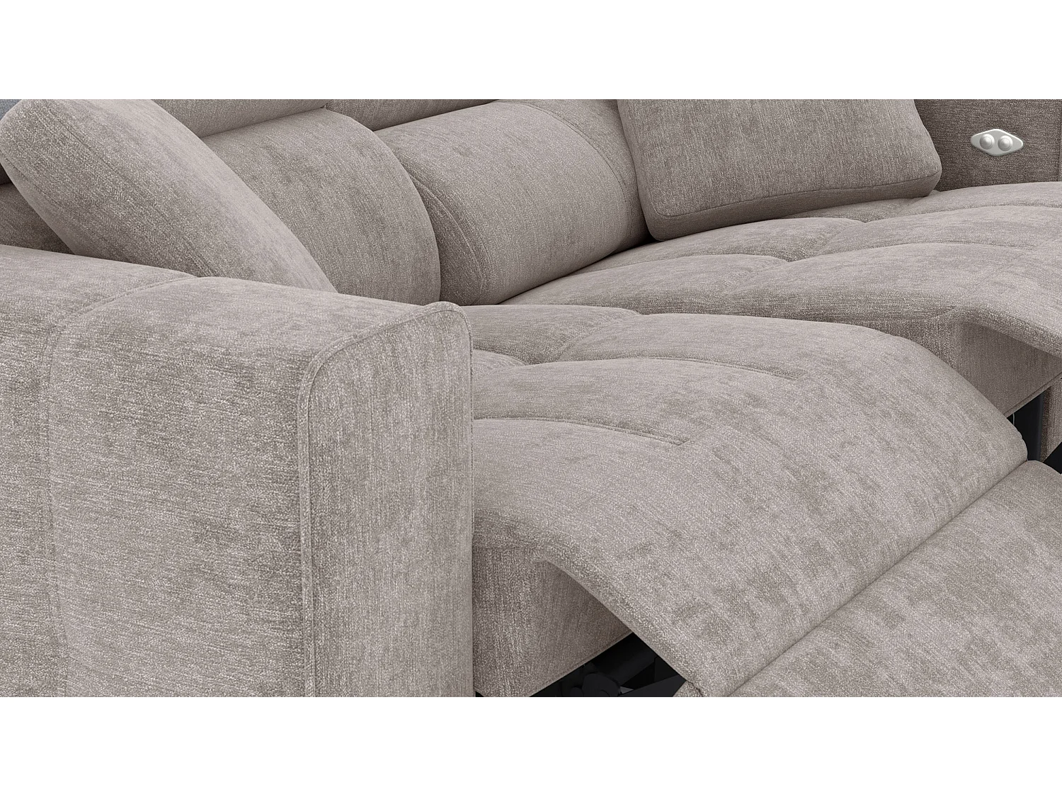 QUARTZ Sofa 3-Sitzer mit 2 Relaxfunktionen und verstellbare Kopfstützen, beige