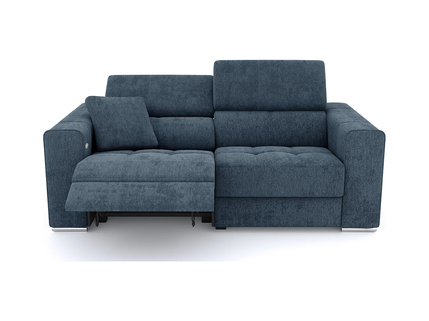 QUARTZ Sofa 3-Sitzer mit 1 Relaxfunktion und verstellbare Kopfstützen, blau