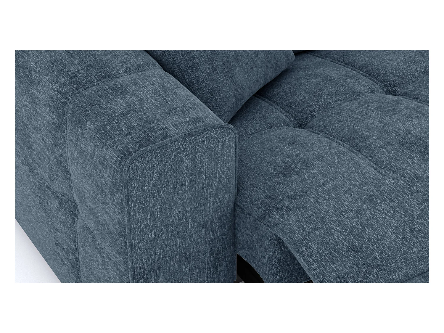 QUARTZ Sofa 3-Sitzer mit 1 Relaxfunktion und verstellbare Kopfstützen, blau