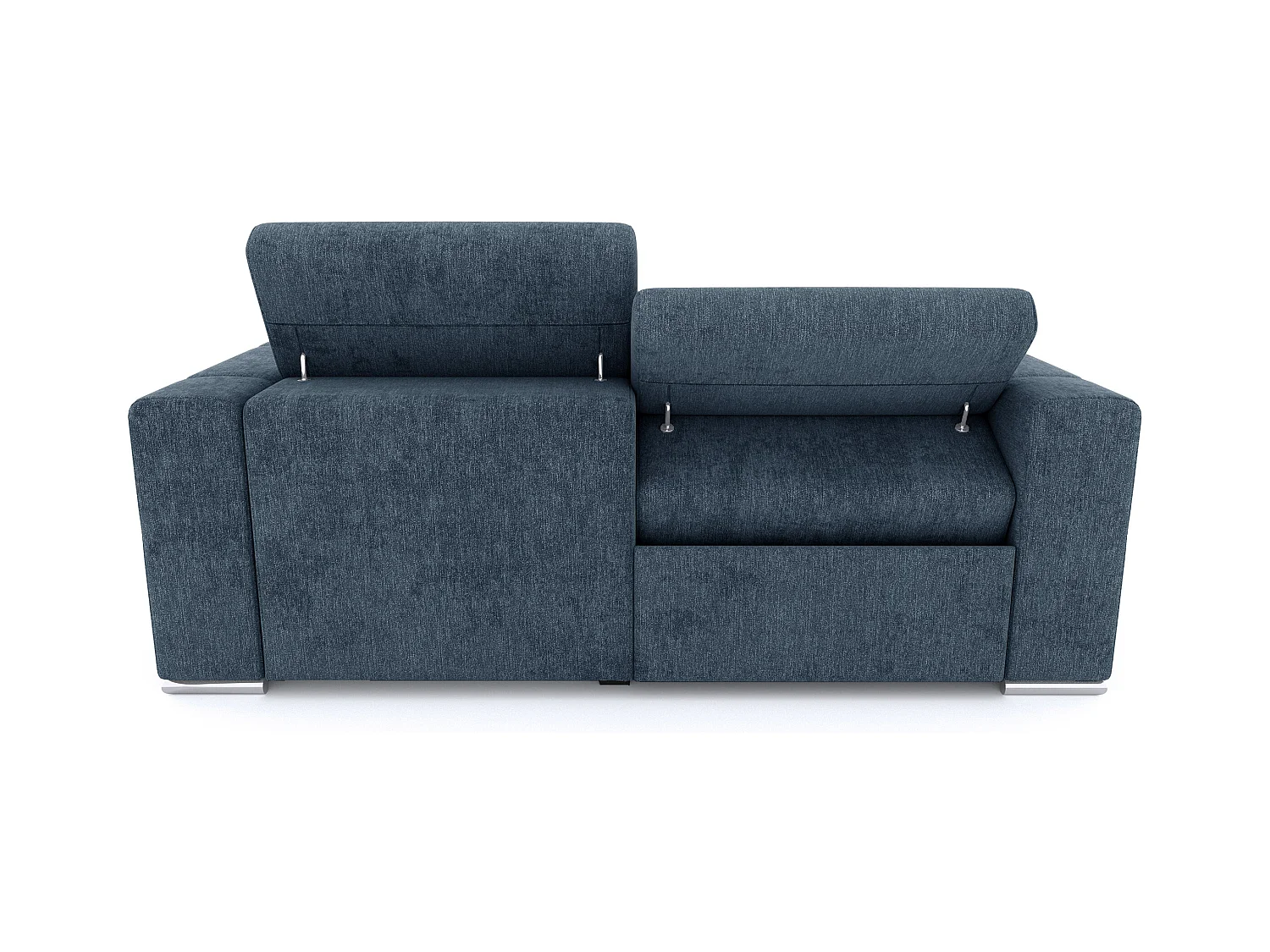QUARTZ Sofa 3-Sitzer mit 1 Relaxfunktion und verstellbare Kopfstützen, blau