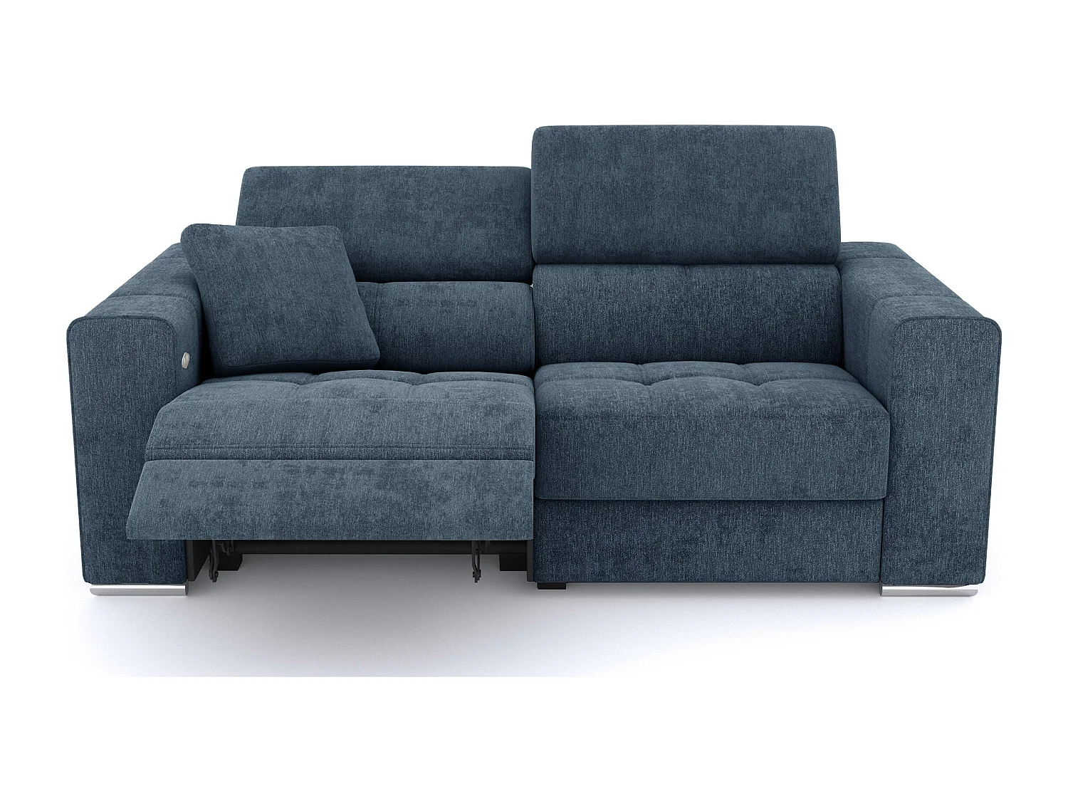 Canapé 3 places avec 1 relax électrique tissu bleu - QUARTZ