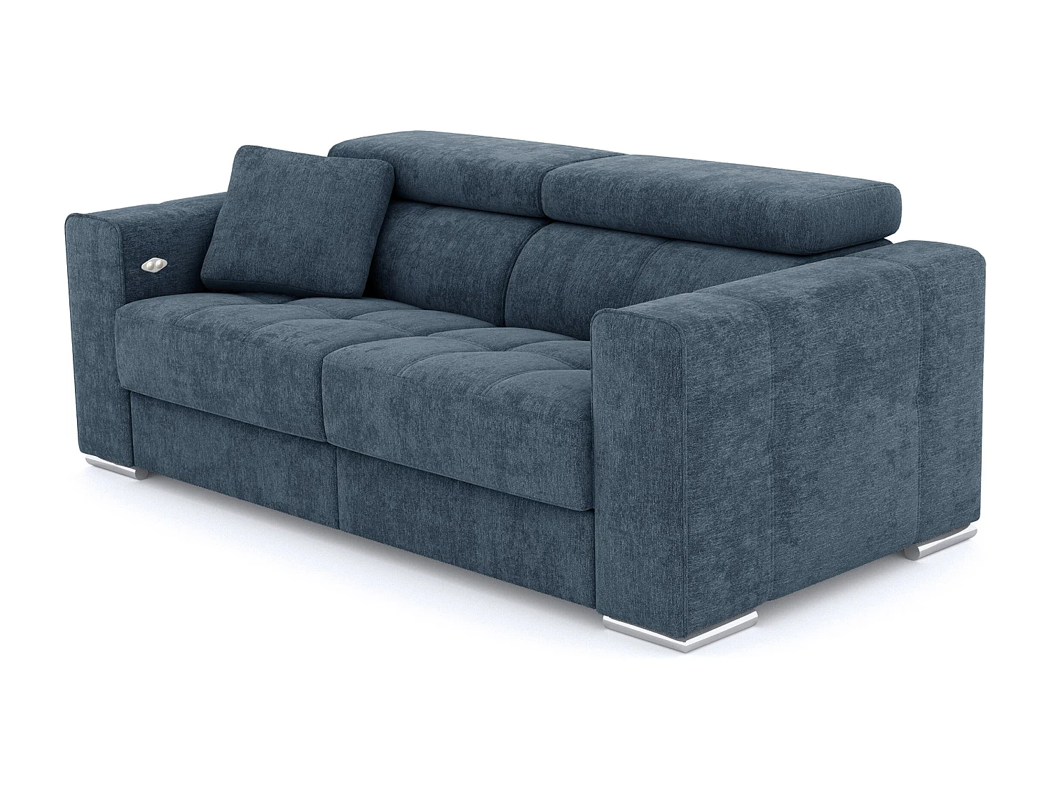 Canapé 3 places avec 1 relax électrique tissu bleu - QUARTZ