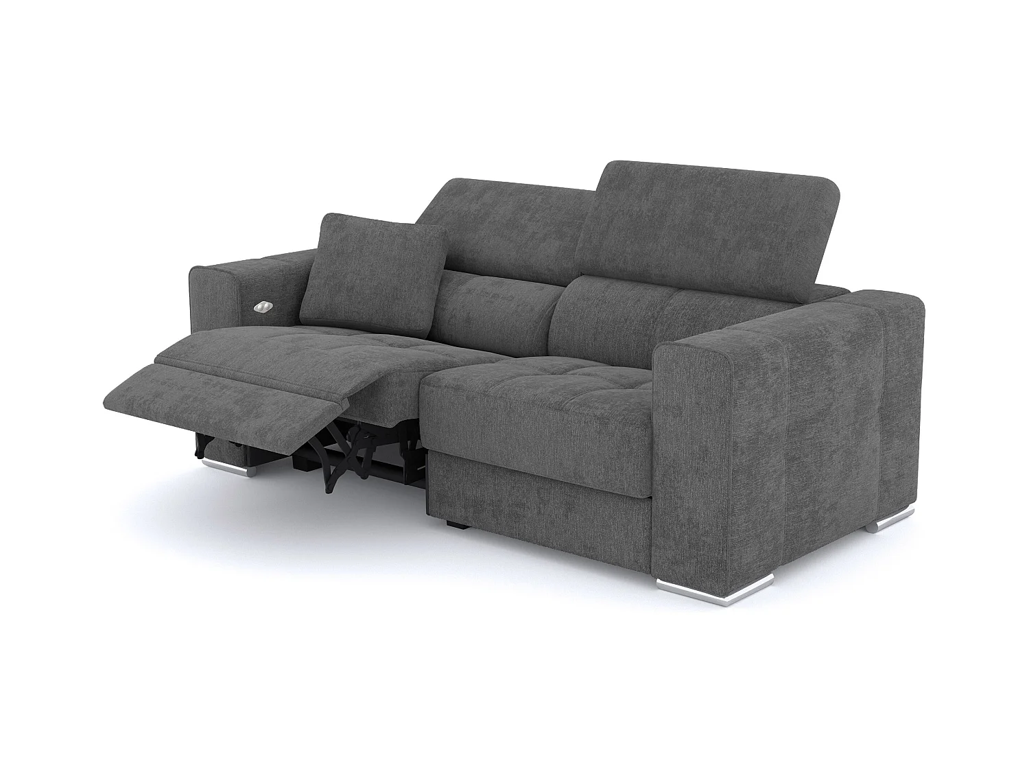 Canapé 3 places avec 1 relax électrique tissu gris foncé - QUARTZ