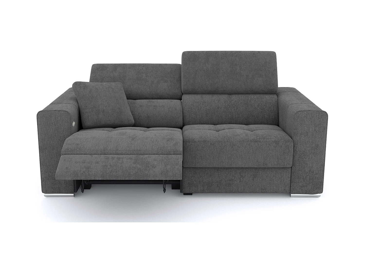 Canapé 3 places avec 1 relax électrique tissu gris foncé - QUARTZ