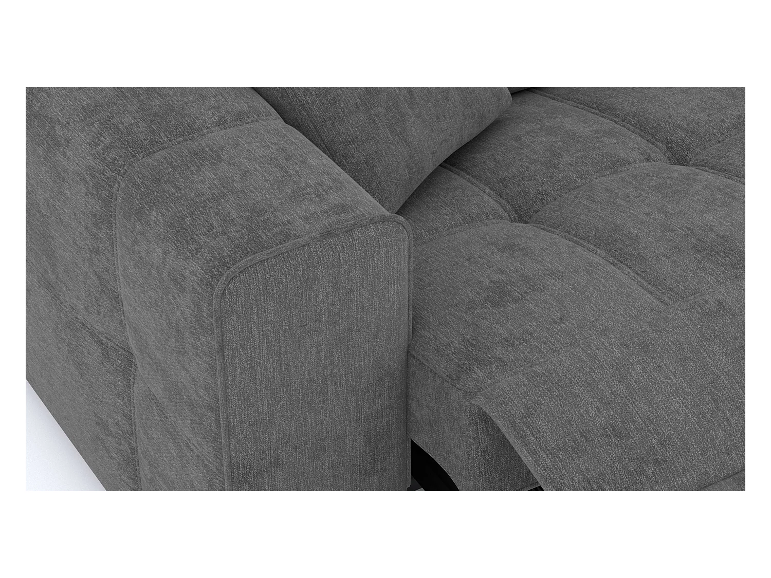 Canapé 3 places avec 1 relax électrique tissu gris foncé - QUARTZ