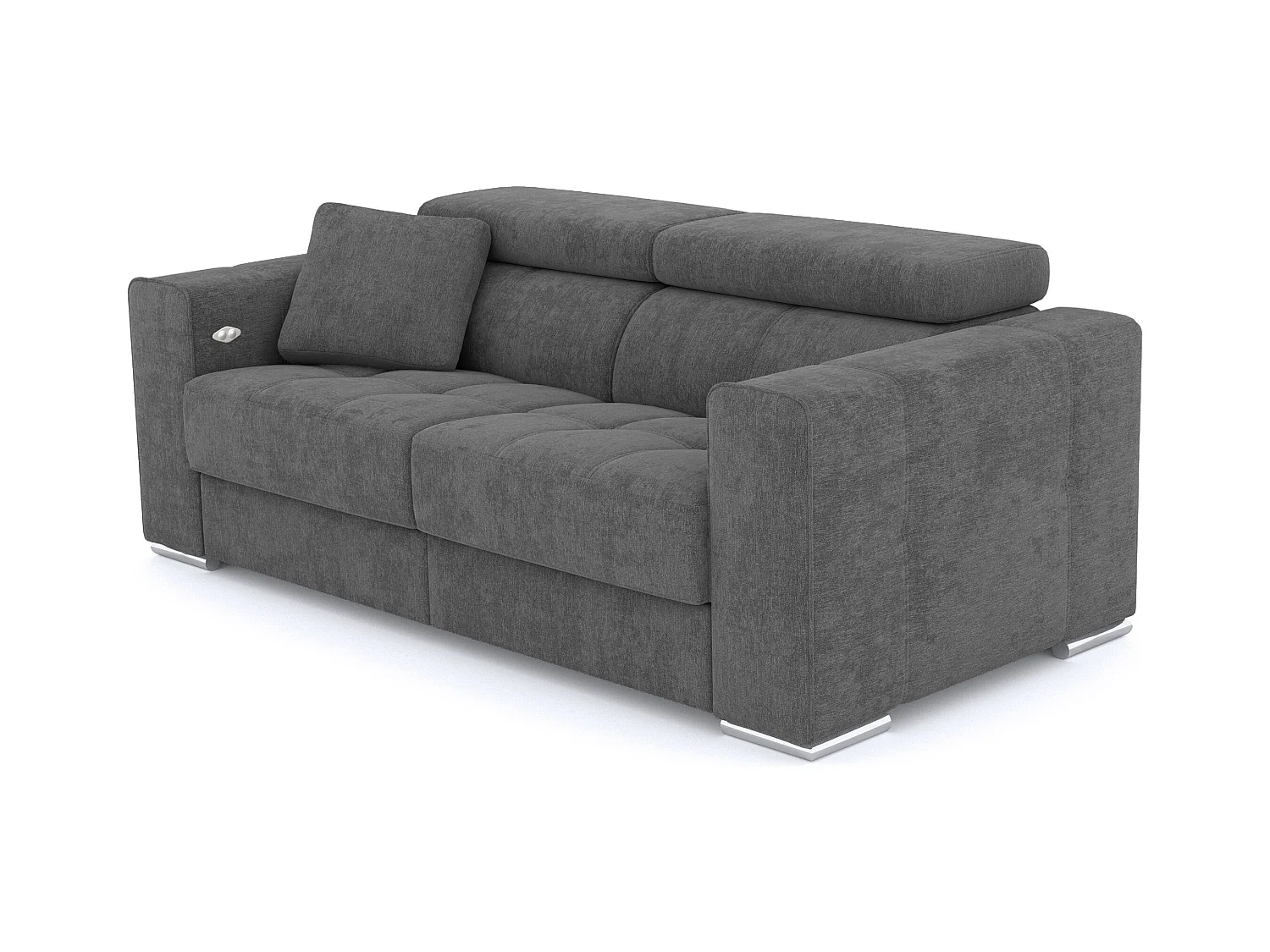 Canapé 3 places avec 1 relax électrique tissu gris foncé - QUARTZ