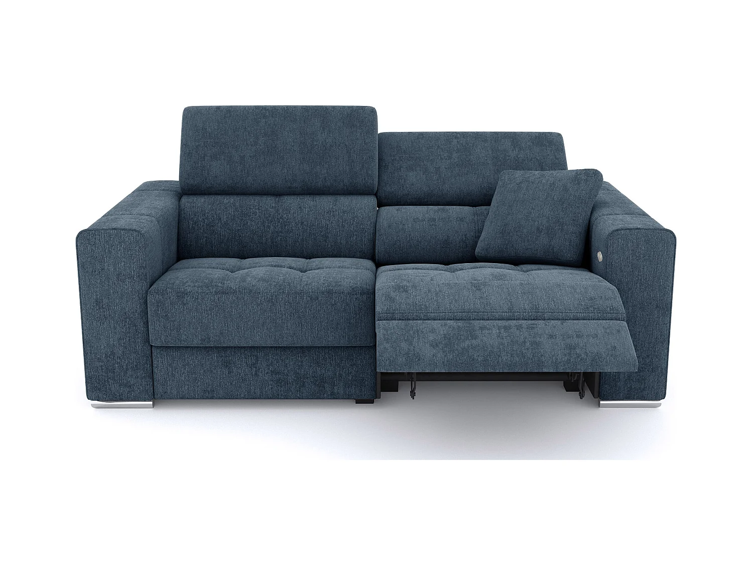 QUARTZ Sofa 3-Sitzer mit 1 Relaxfunktion und verstellbare Kopfstützen, blau