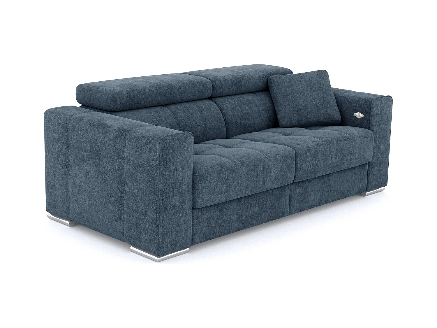 QUARTZ Sofa 3-Sitzer mit 1 Relaxfunktion und verstellbare Kopfstützen, blau
