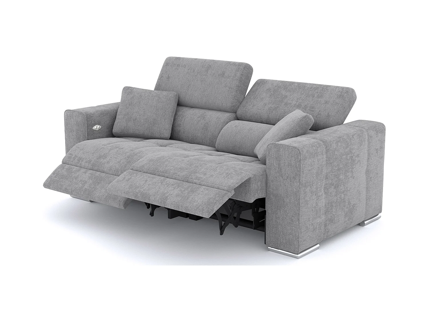 QUARTZ Sofa 3-Sitzer mit 2 Relaxfunktionen und verstellbare Kopfstützen, grau