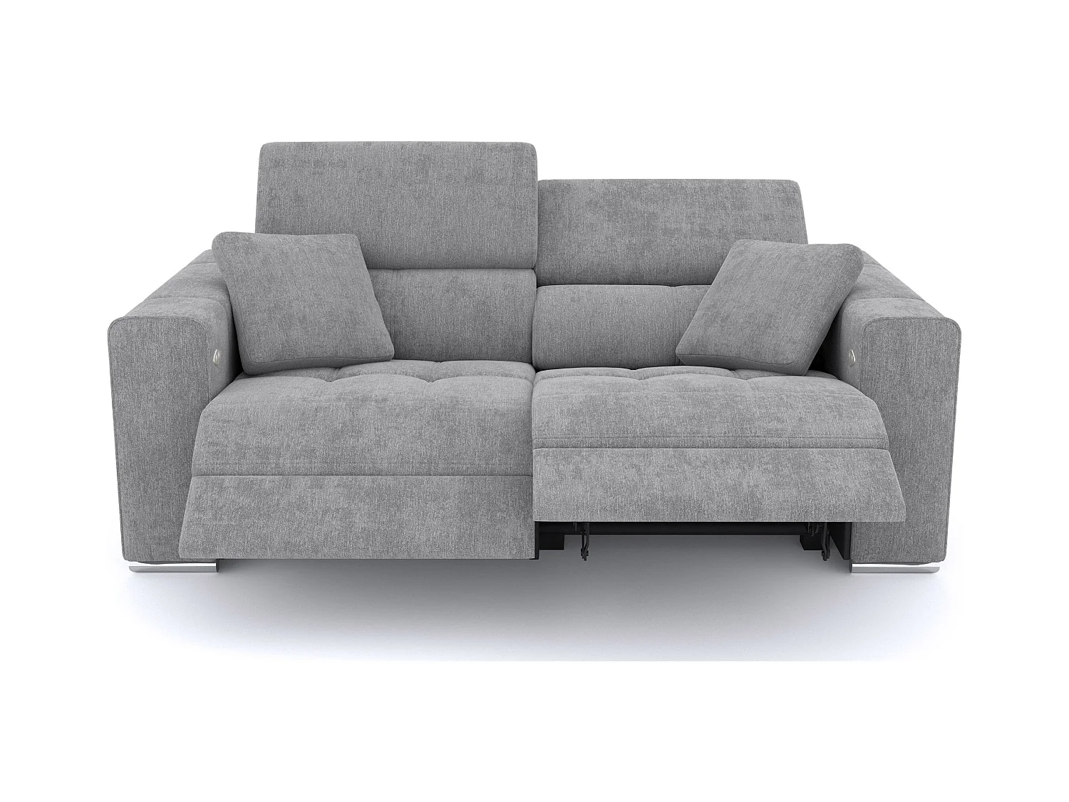 QUARTZ Sofa 3-Sitzer mit 2 Relaxfunktionen und verstellbare Kopfstützen, grau