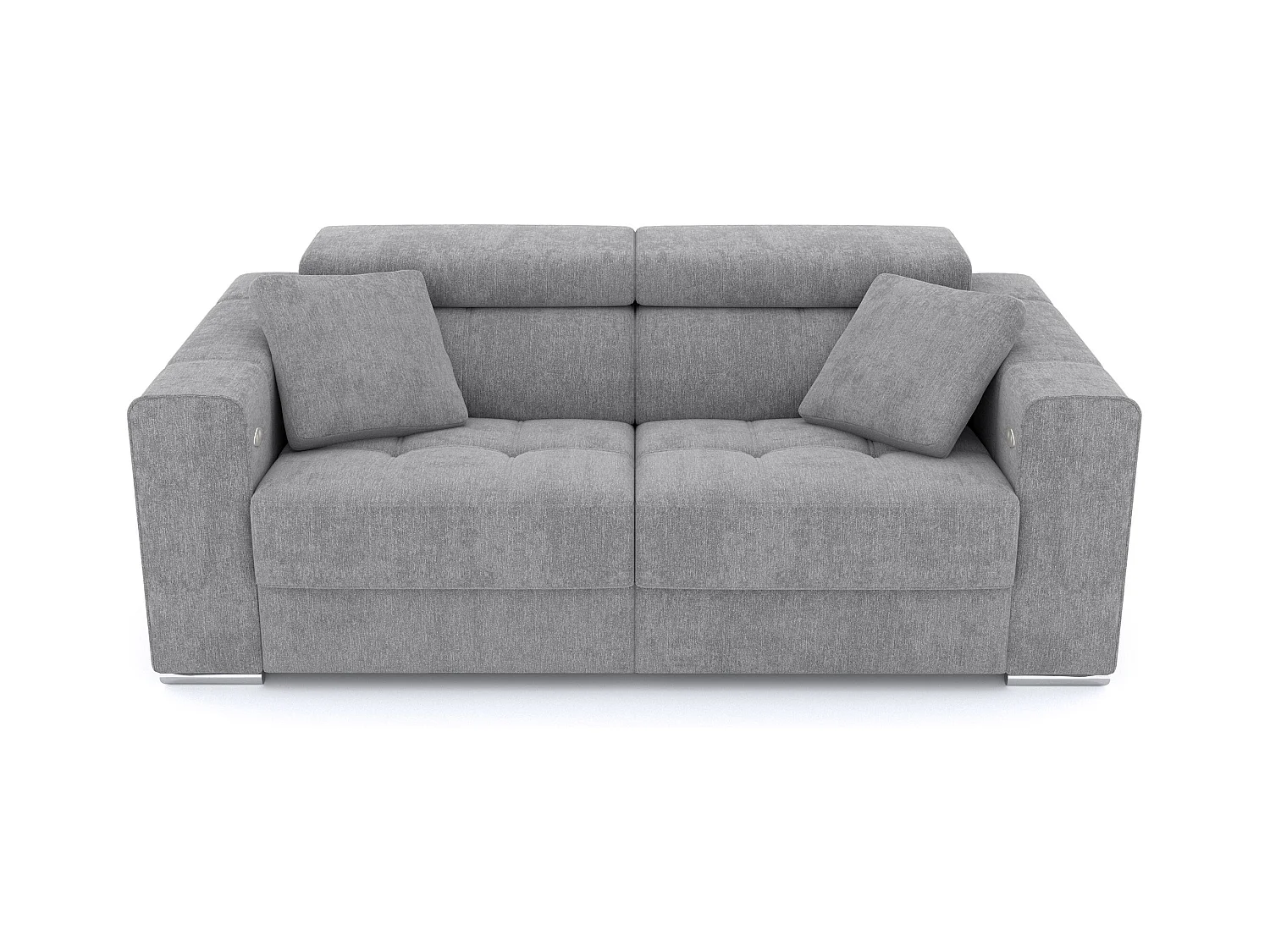 QUARTZ Sofa 3-Sitzer mit 2 Relaxfunktionen und verstellbare Kopfstützen, grau