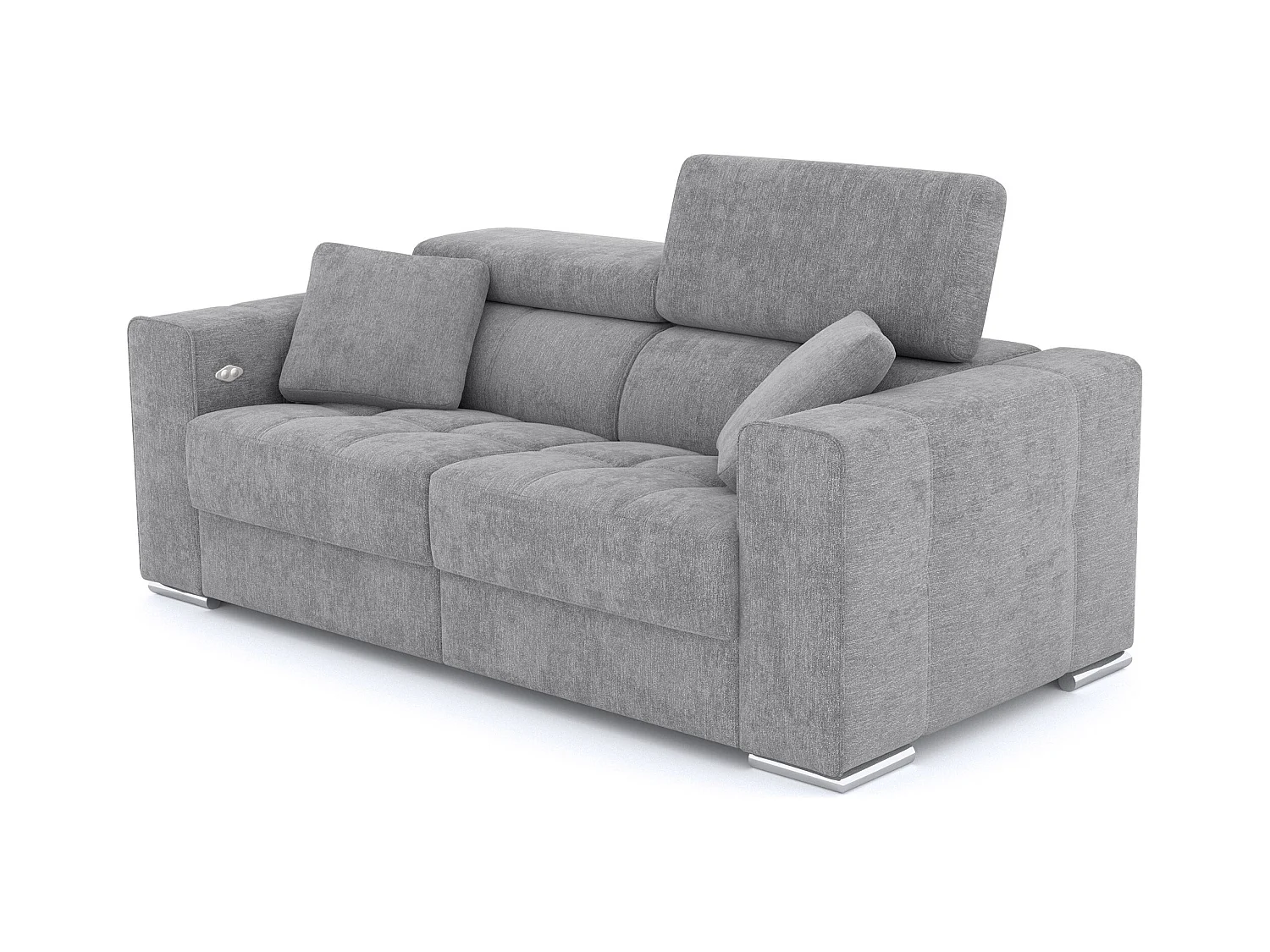 QUARTZ Sofa 3-Sitzer mit 2 Relaxfunktionen und verstellbare Kopfstützen, grau