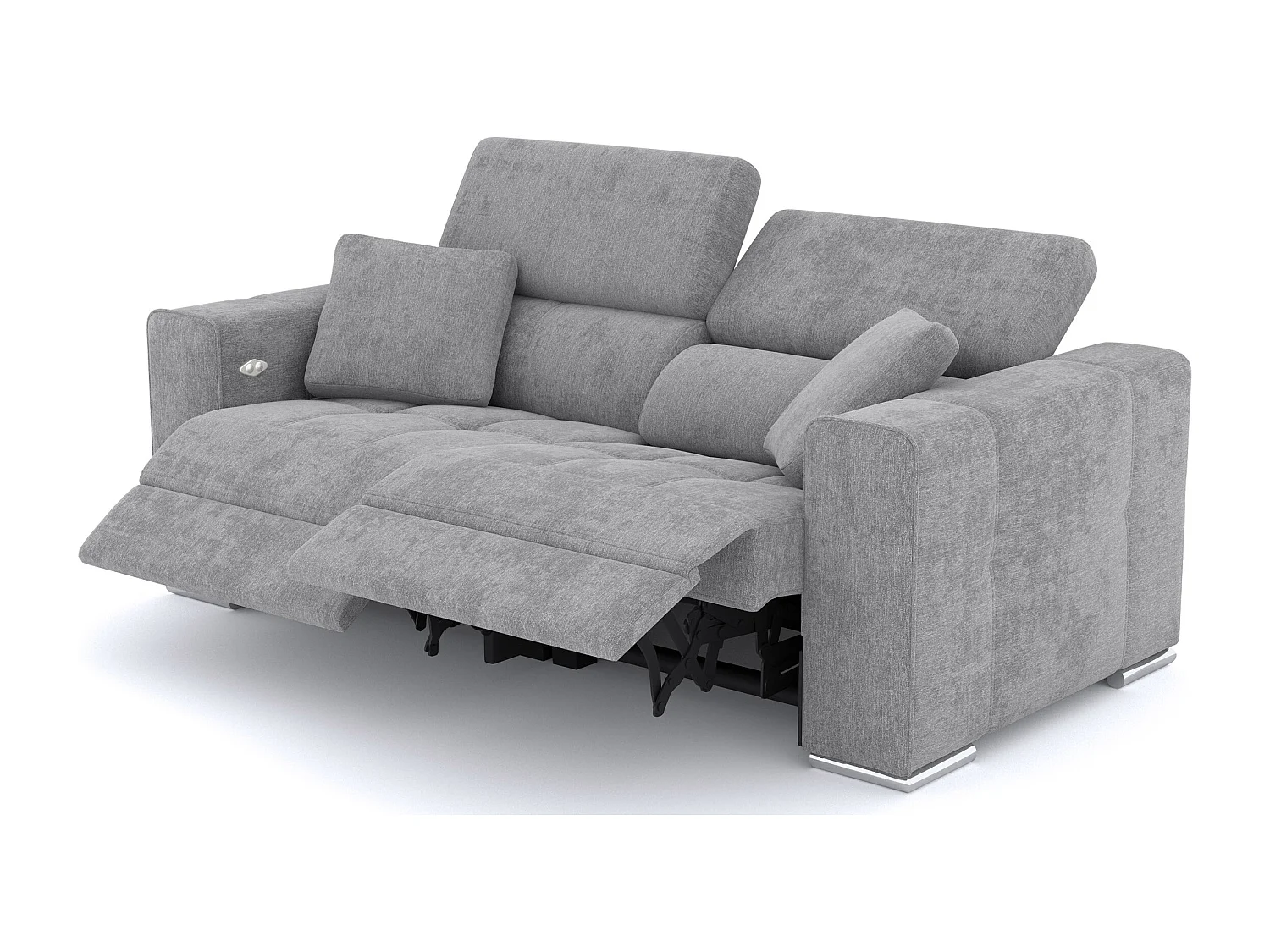 QUARTZ Sofa 3-Sitzer mit 2 Relaxfunktionen und verstellbare Kopfstützen, grau